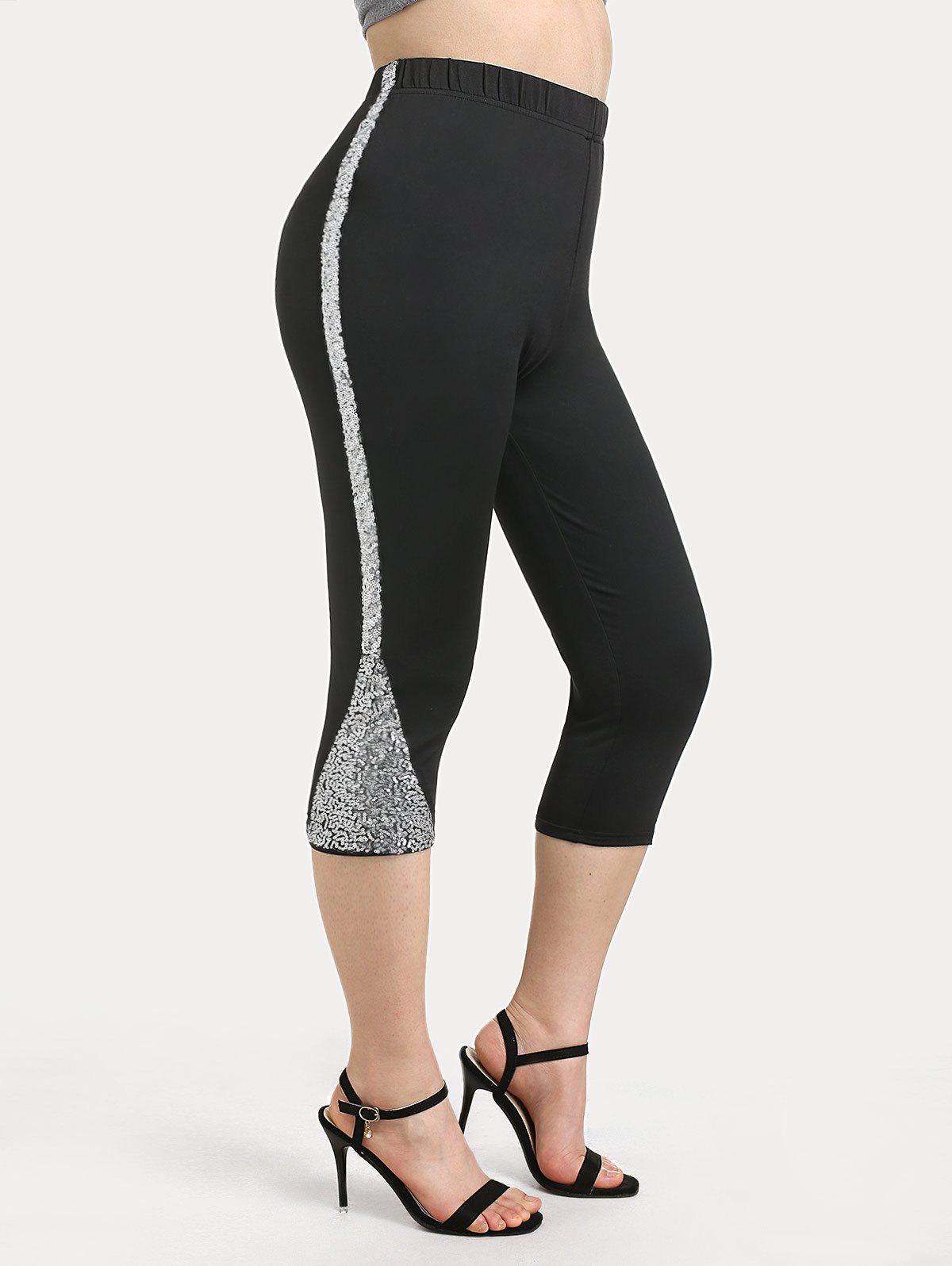 Plus Size & Curve High Waisted Sequin Capri Pants