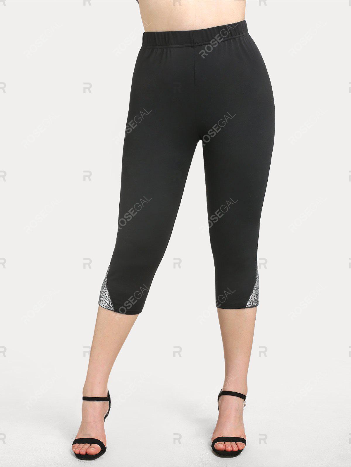 Plus Size & Curve High Waisted Sequin Capri Pants