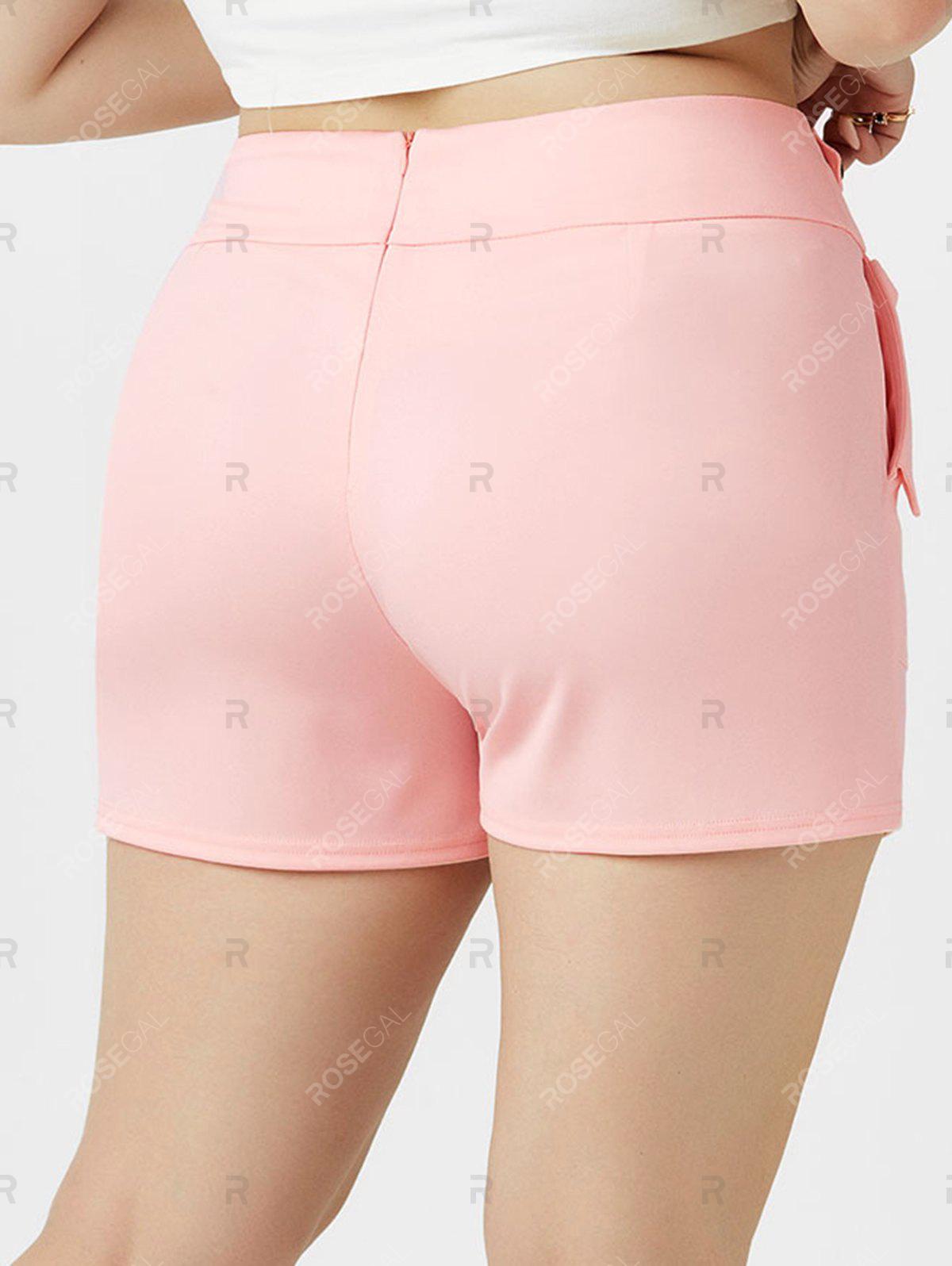 Plus Size High Rise Pocket Buttoned Shorts