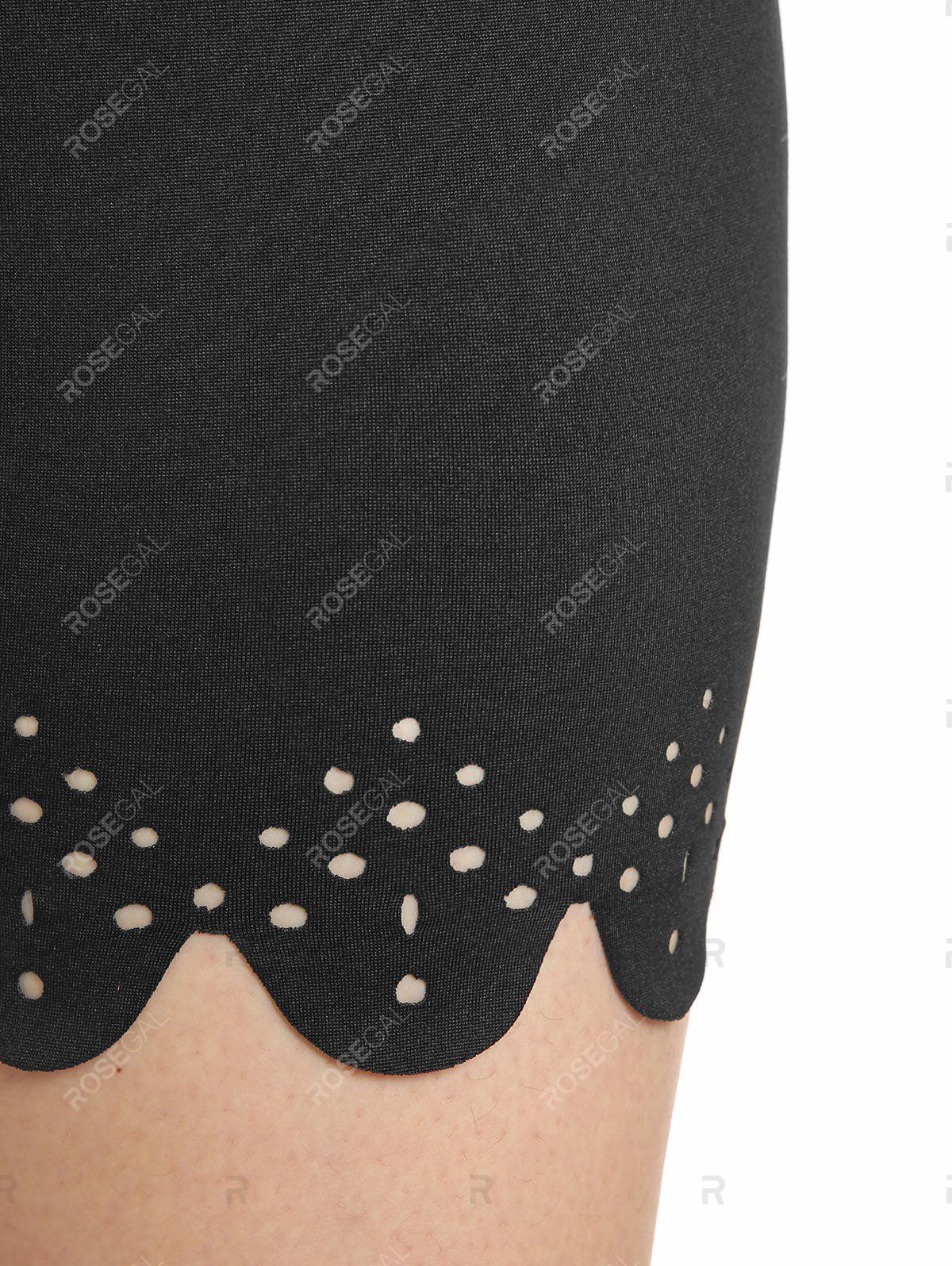 Plus Size & Curve High Waist Scalloped Laser Cut Shorts