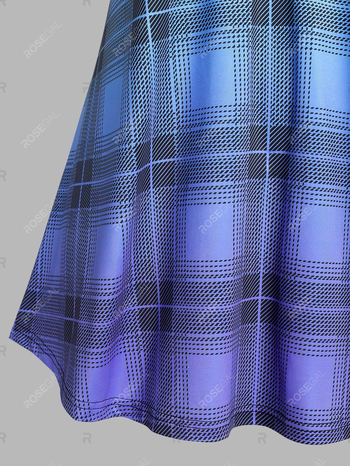 Plus Size Plaid Ombre Color Sleeveless Blouse