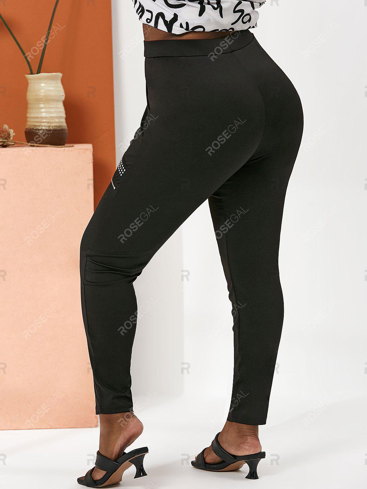 Plus Size Studded Zip High Waisted Leggings