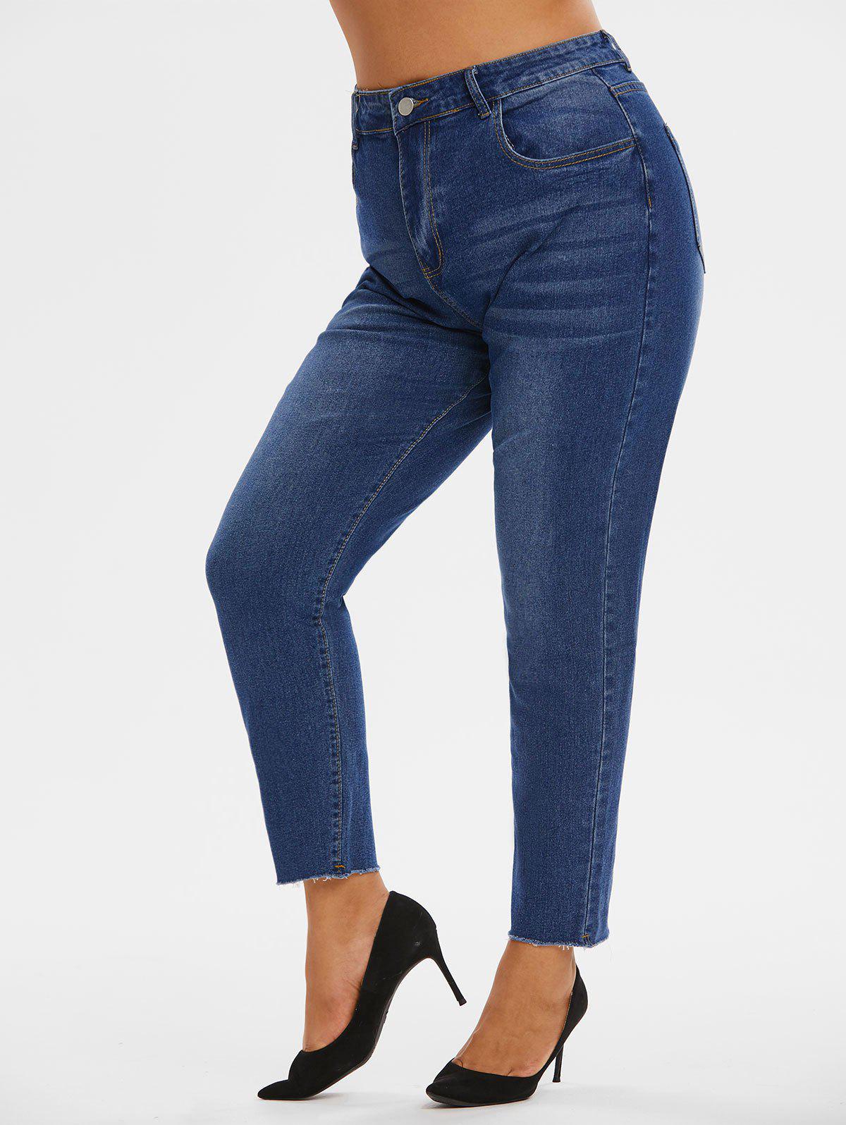 Plus Size Raw Hem Skinny Jeans