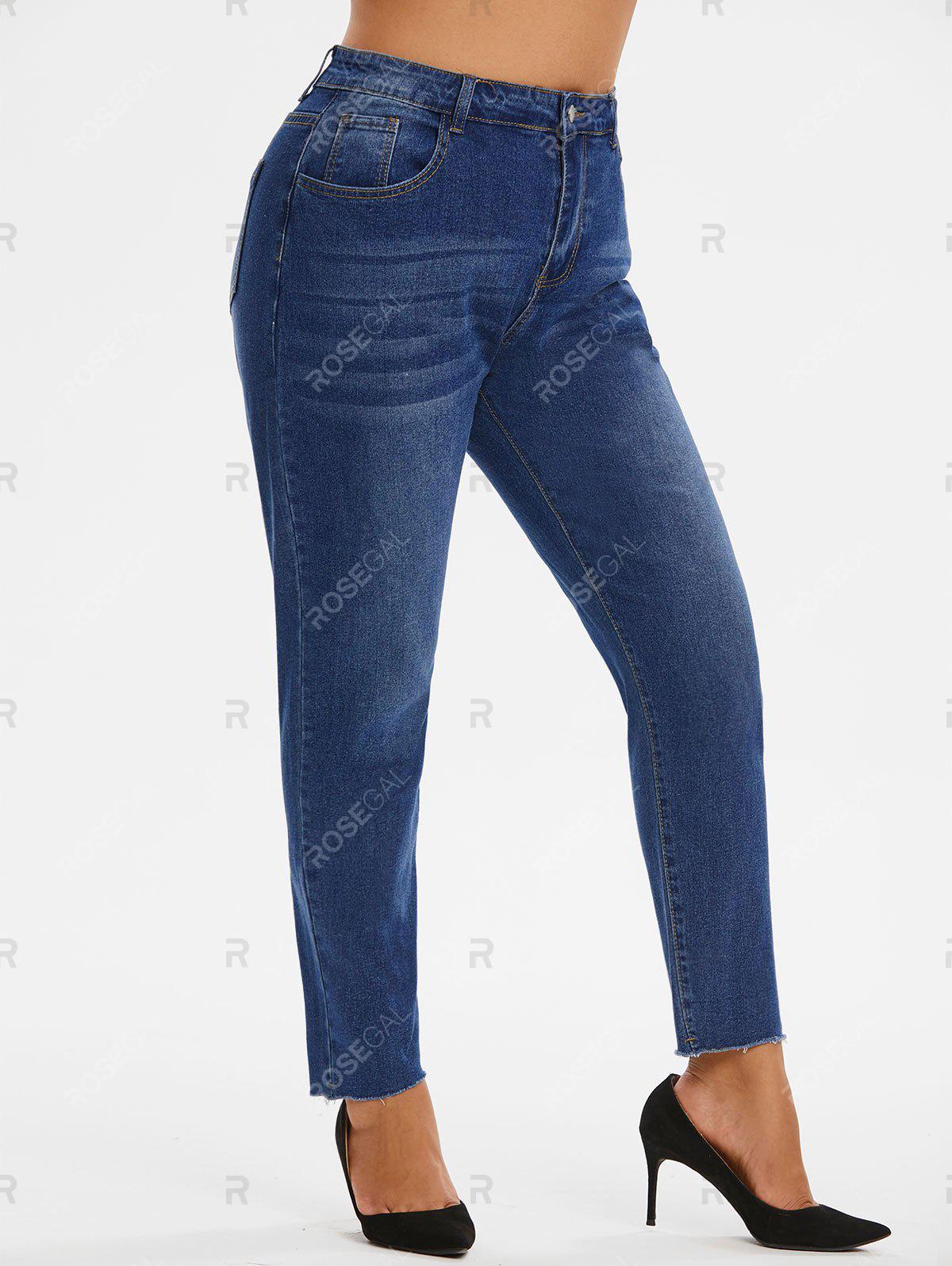 Plus Size Raw Hem Skinny Jeans