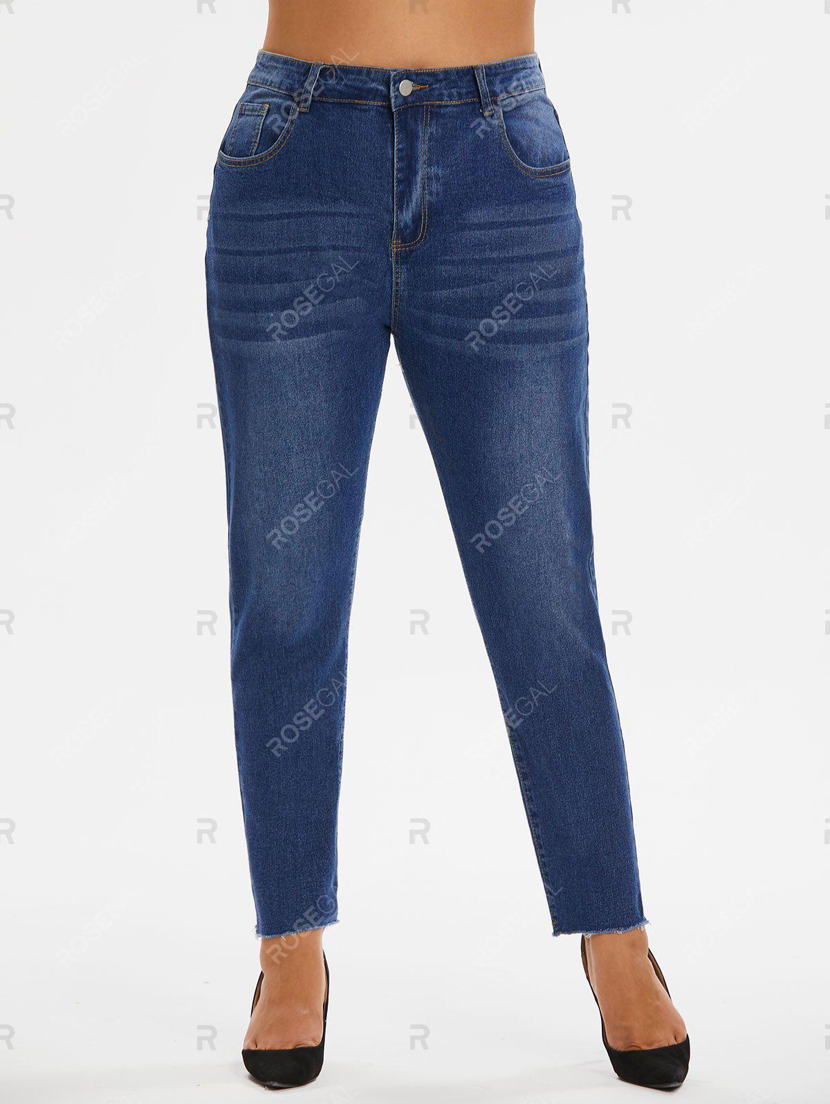 Plus Size Raw Hem Skinny Jeans