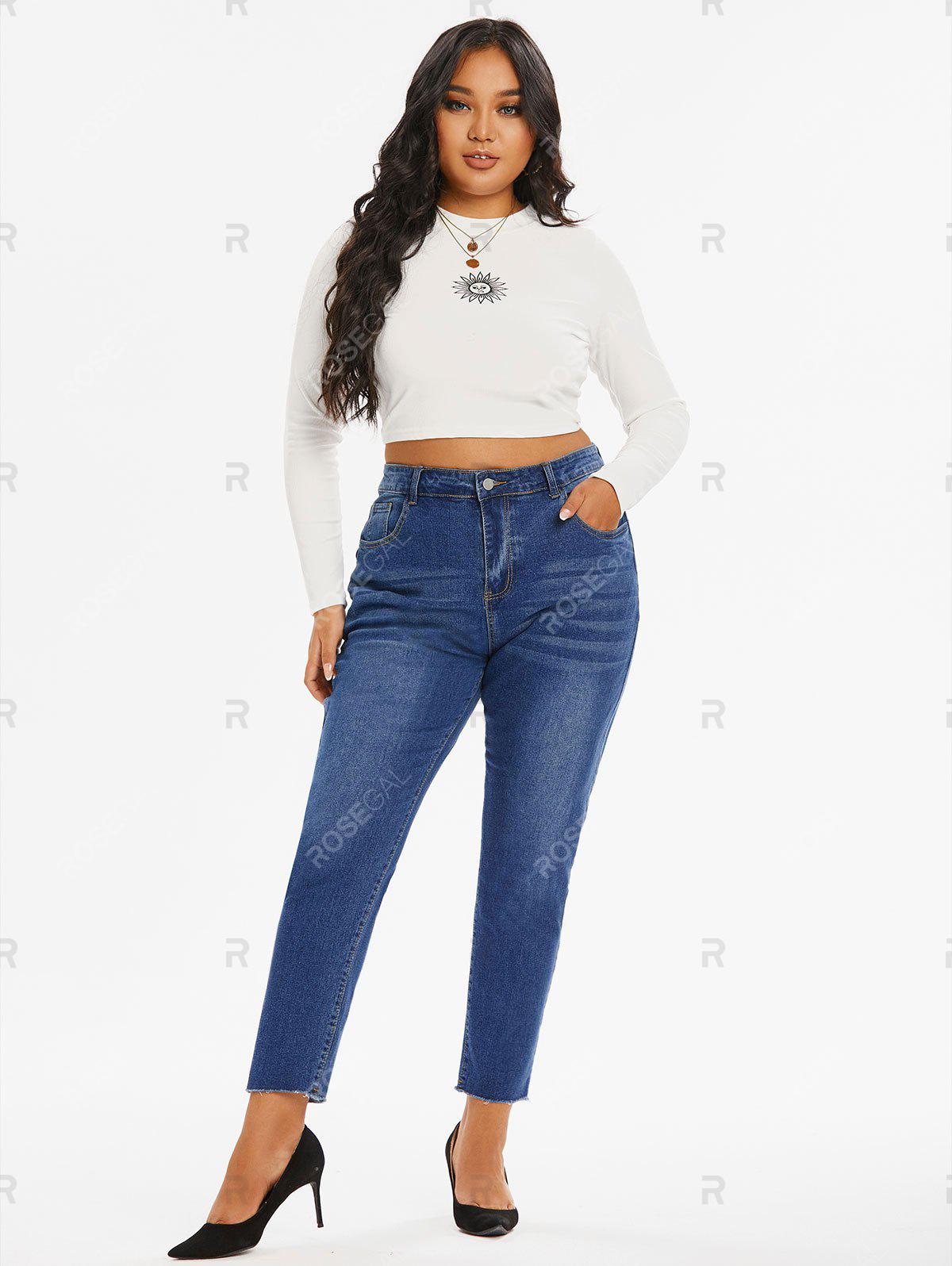 Plus Size Raw Hem Skinny Jeans