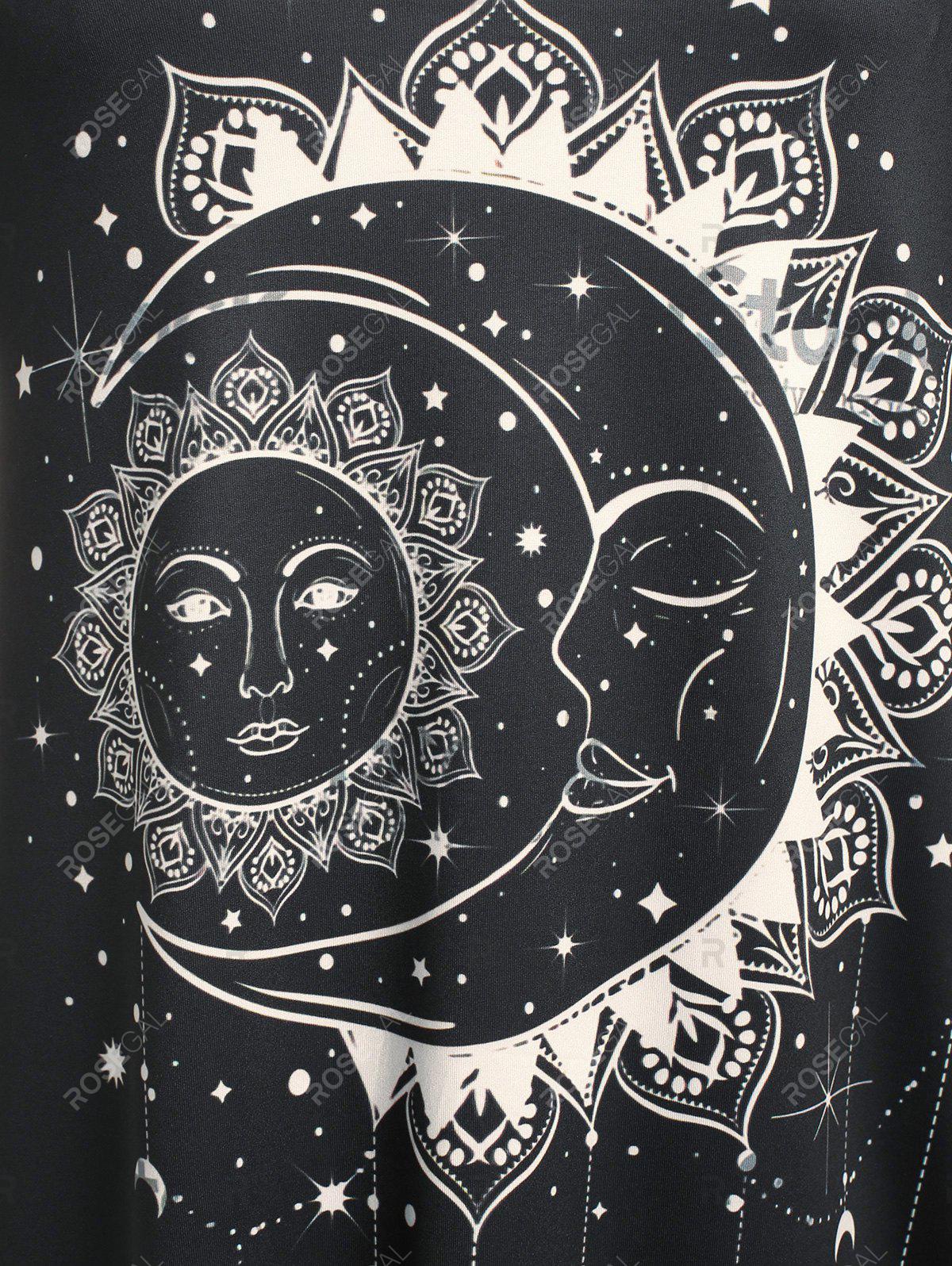 Basic Sun and Moon Print Plus Size Tee