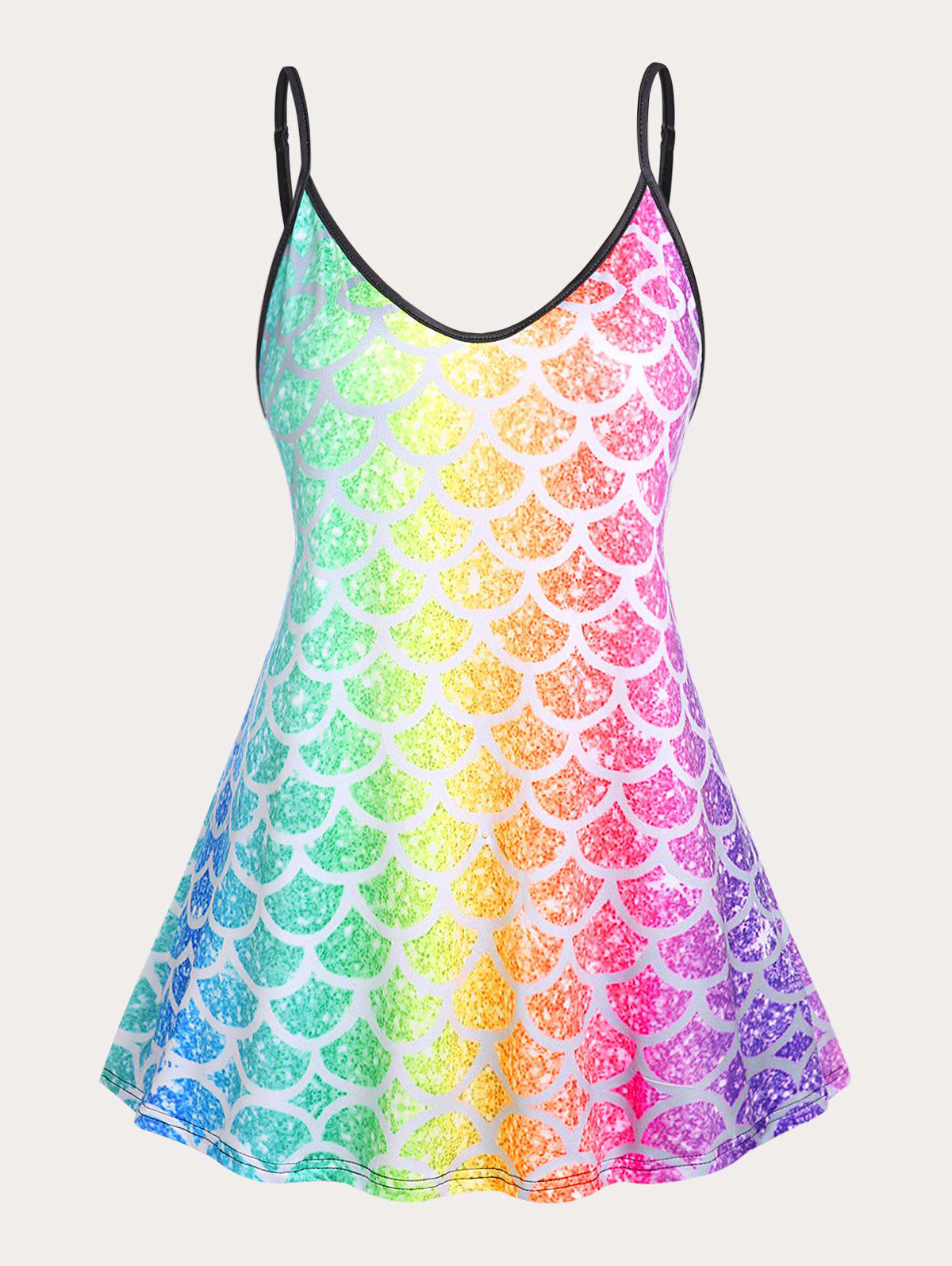 Ombre Color Mermaid Print Plus Size & Curve Tank Top