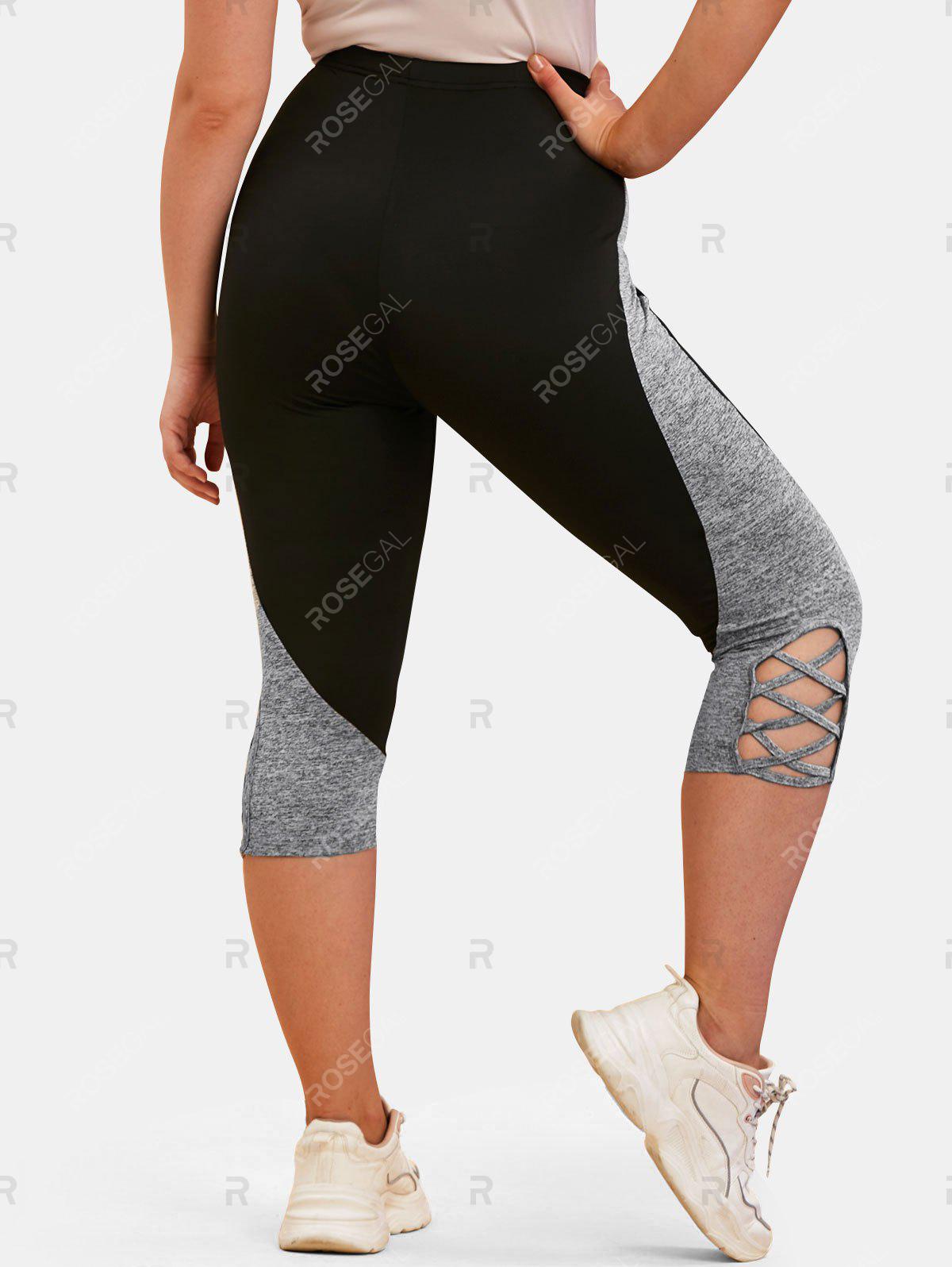 Plus Size & Curve Criss-cross Contrast Skinny Capri Leggings