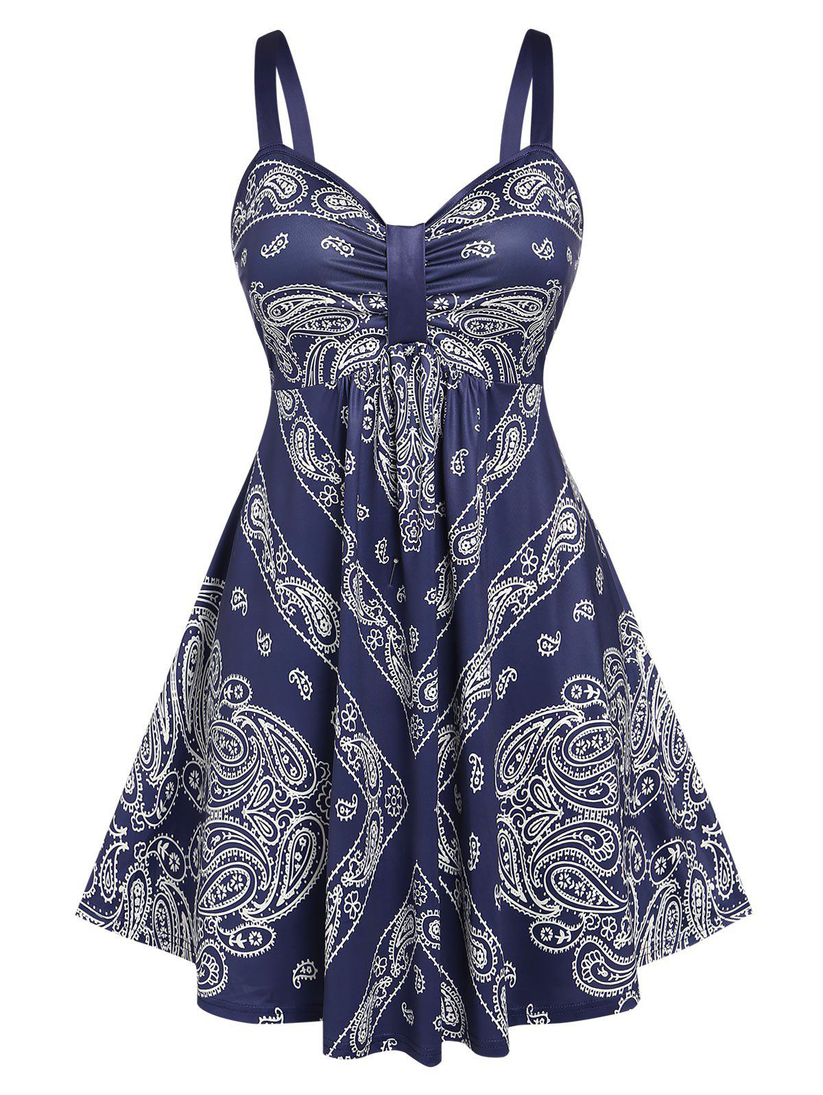 Plus Size & Curve Paisley Pattern A Line Dress