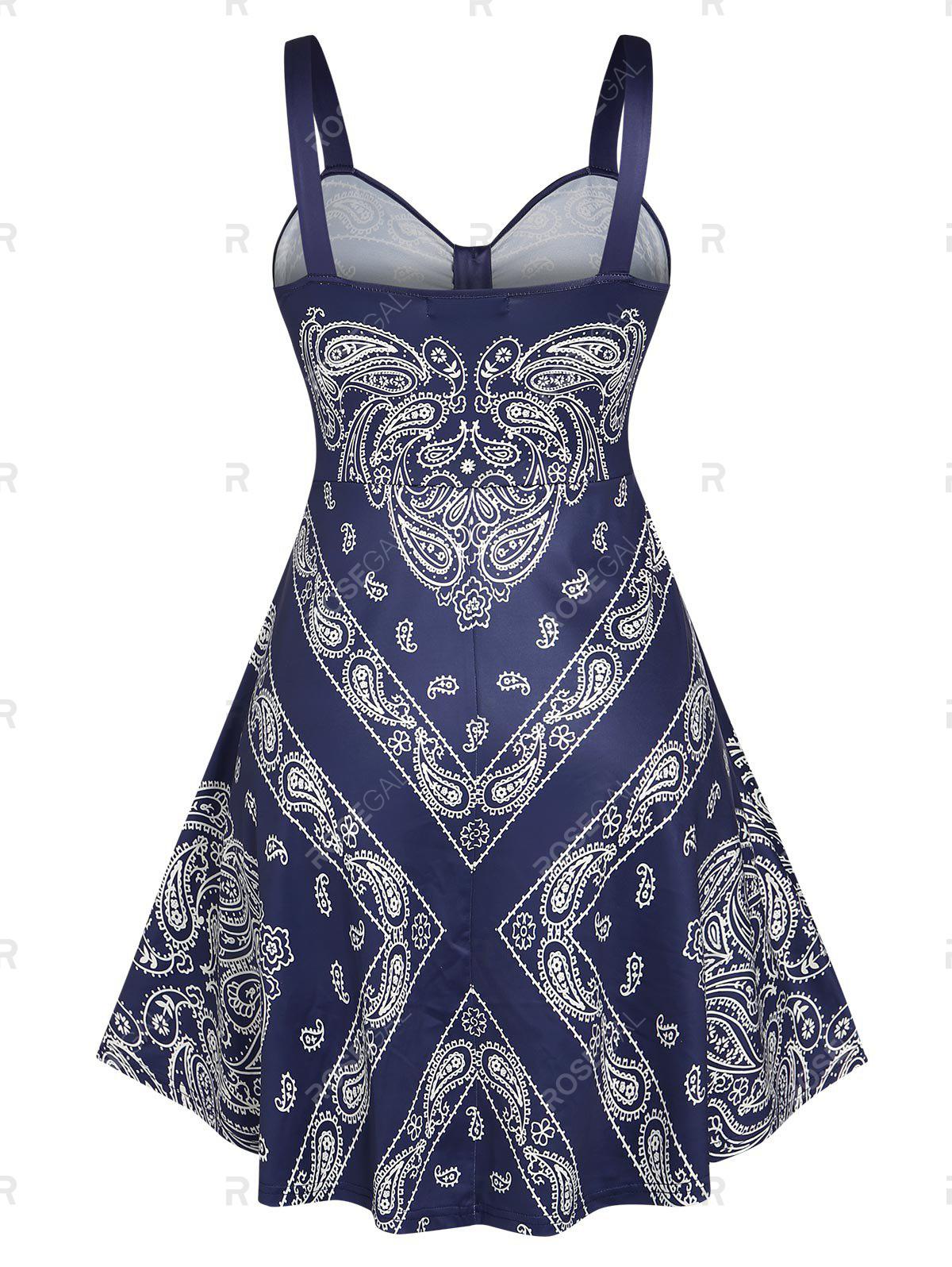 Plus Size & Curve Paisley Pattern A Line Dress