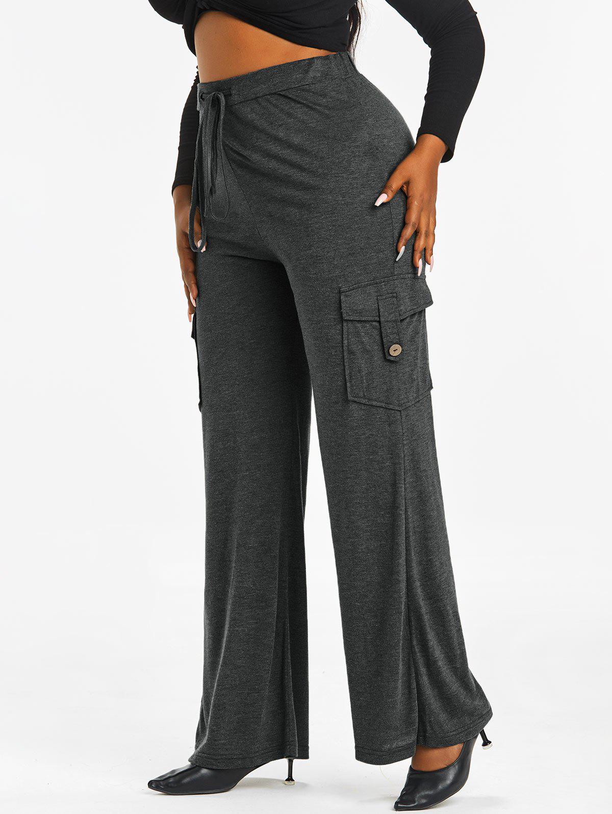 Plus Size & Curve High Waisted Pockets Wide Leg Pants