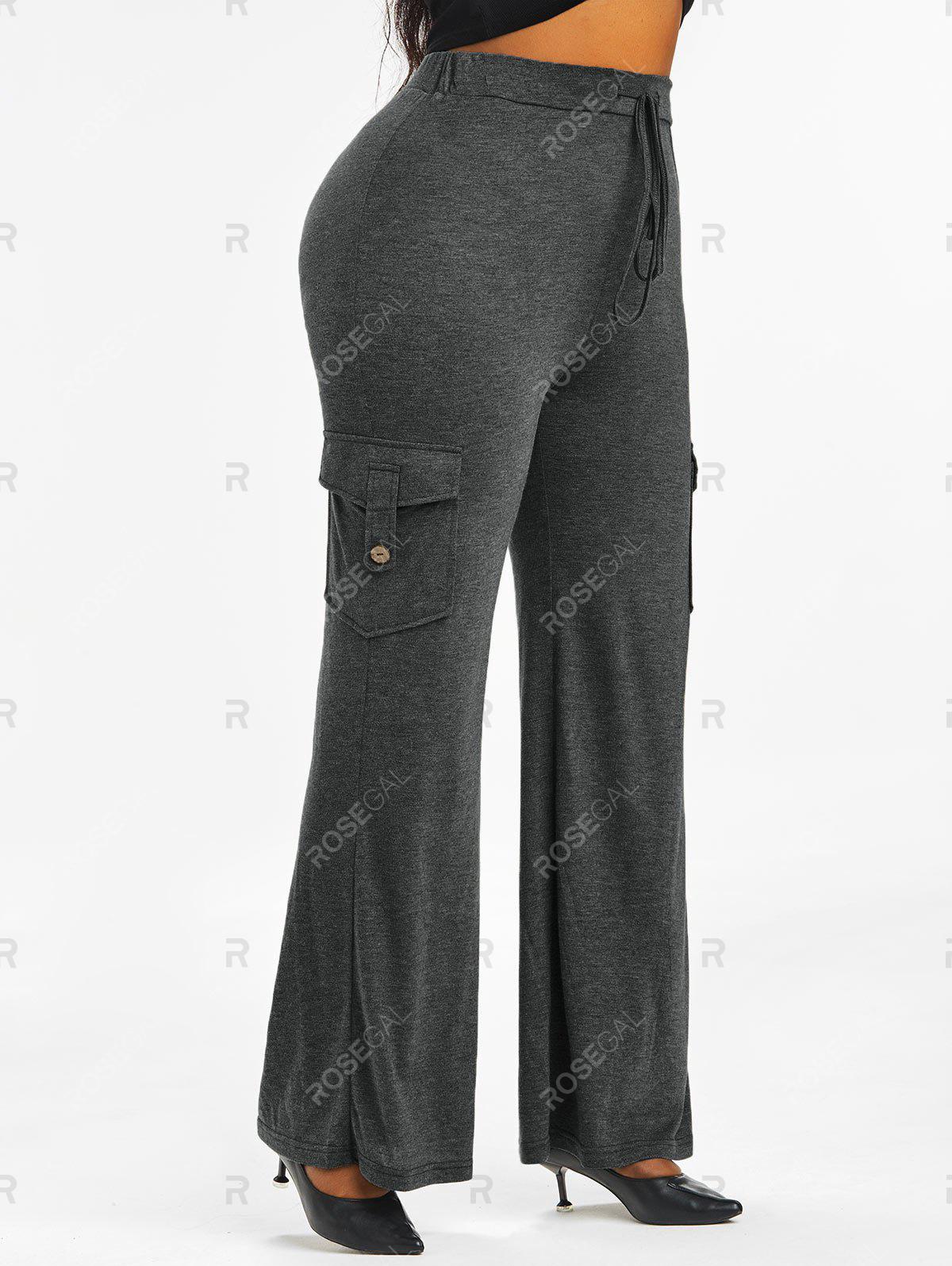 Plus Size & Curve High Waisted Pockets Wide Leg Pants