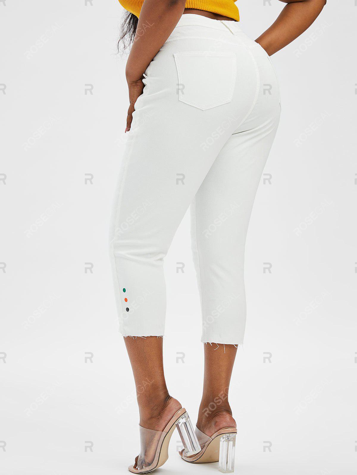 Plus Size & Curve Ripped Raw Hem Tapered Cropped Jeans