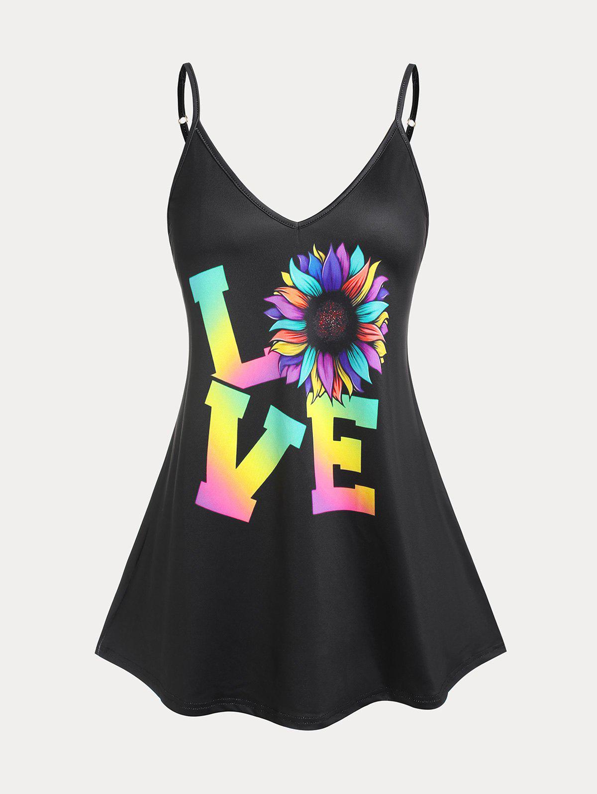 Plus Size & Curve Ombre LOVE Print Graphic Tank Top