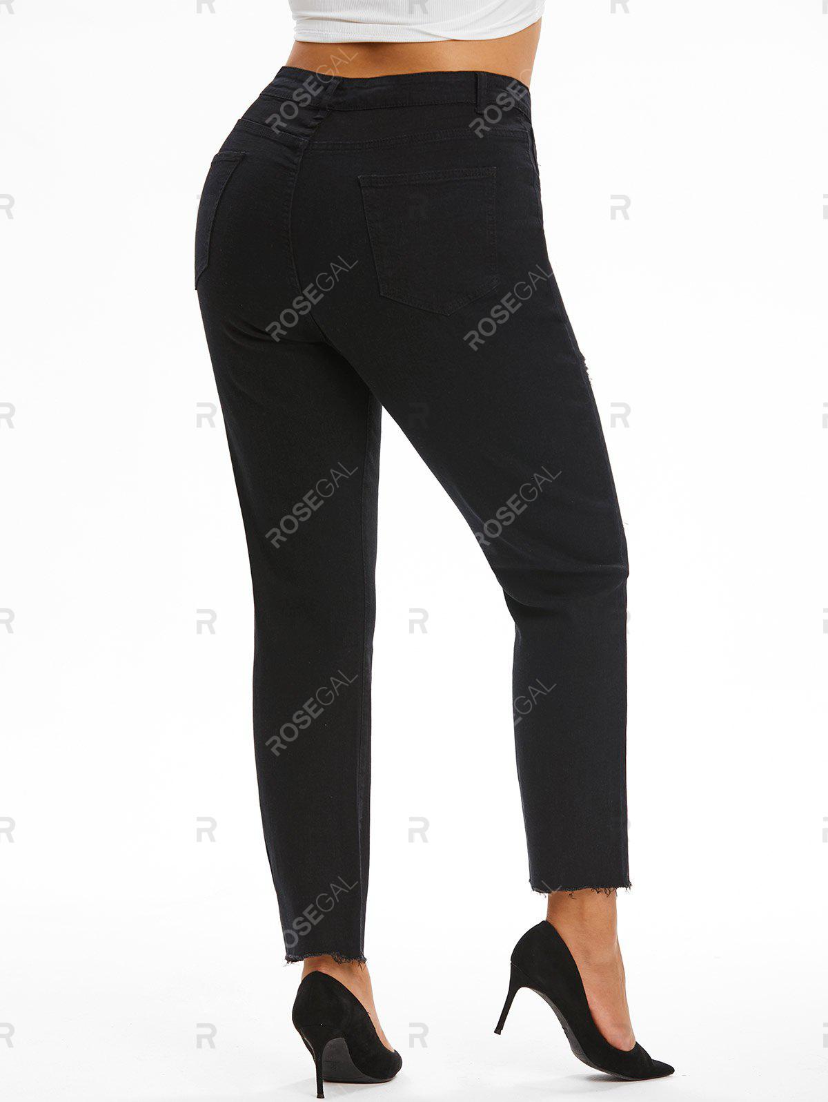 Plus Size&Curve Ripped Raw Hem Stretchy Jeans