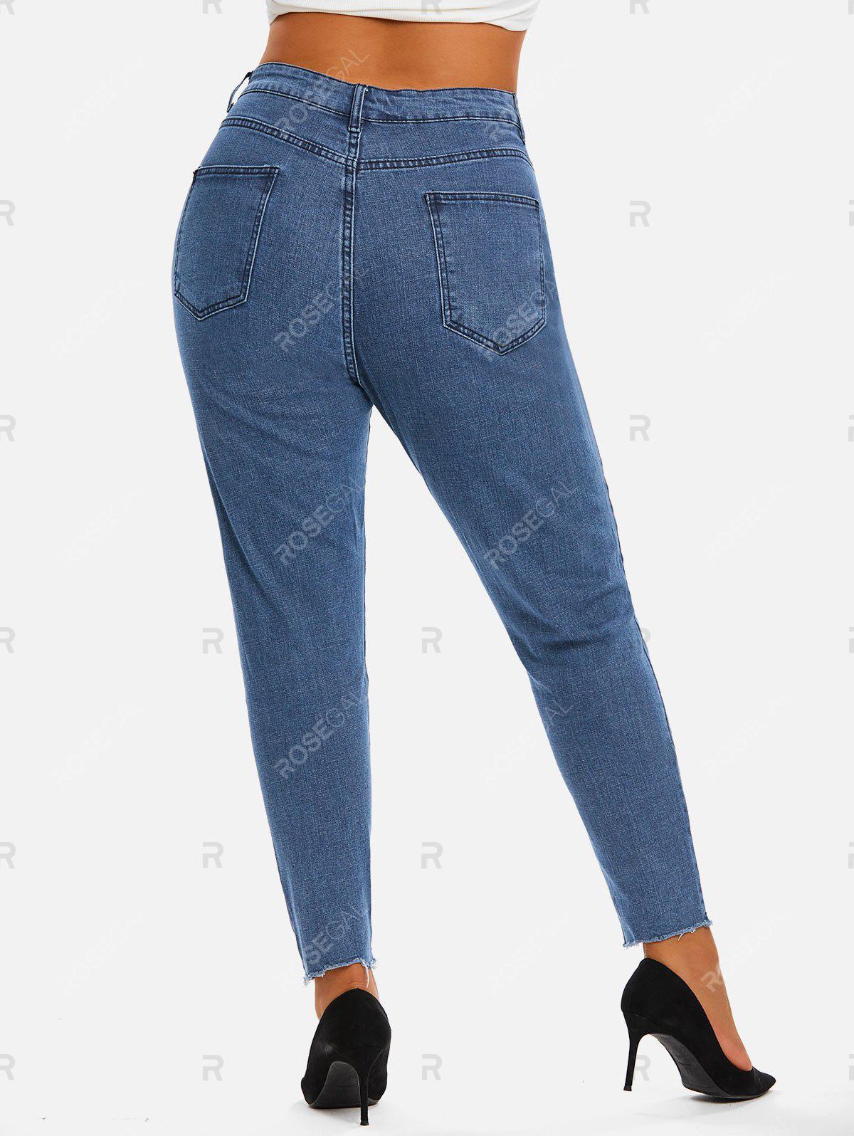 Distressed High Waisted Plus Size & Curve Tapered Jeans