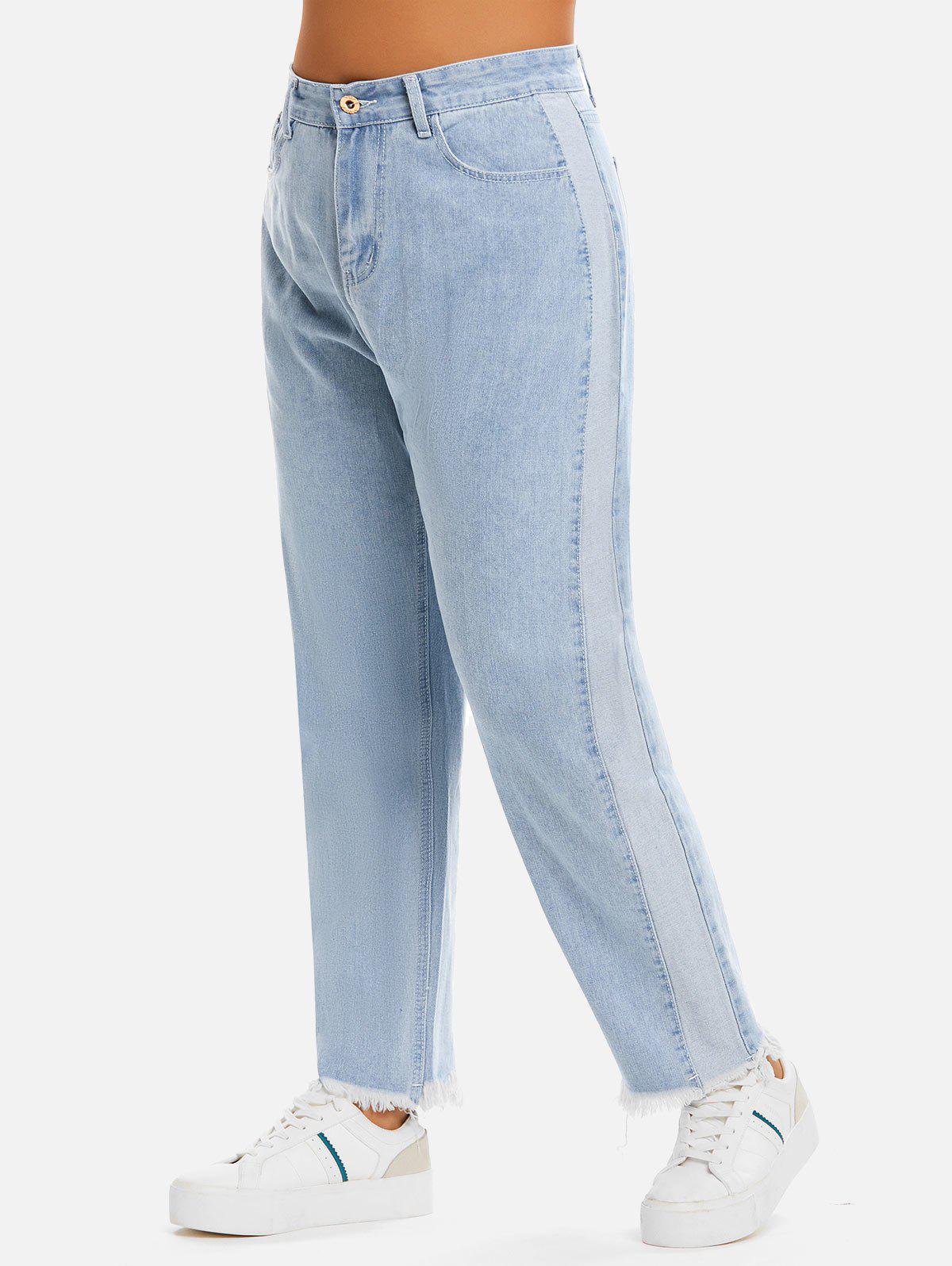 High Waisted Frayed Hem Plus Size & Curve Straight Jeans