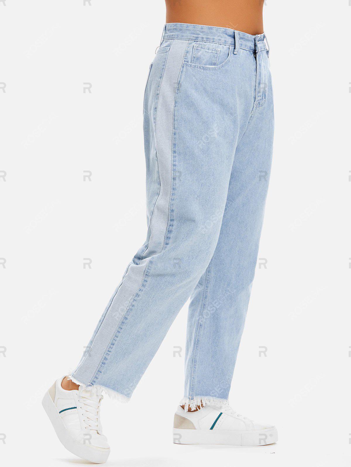 High Waisted Frayed Hem Plus Size & Curve Straight Jeans