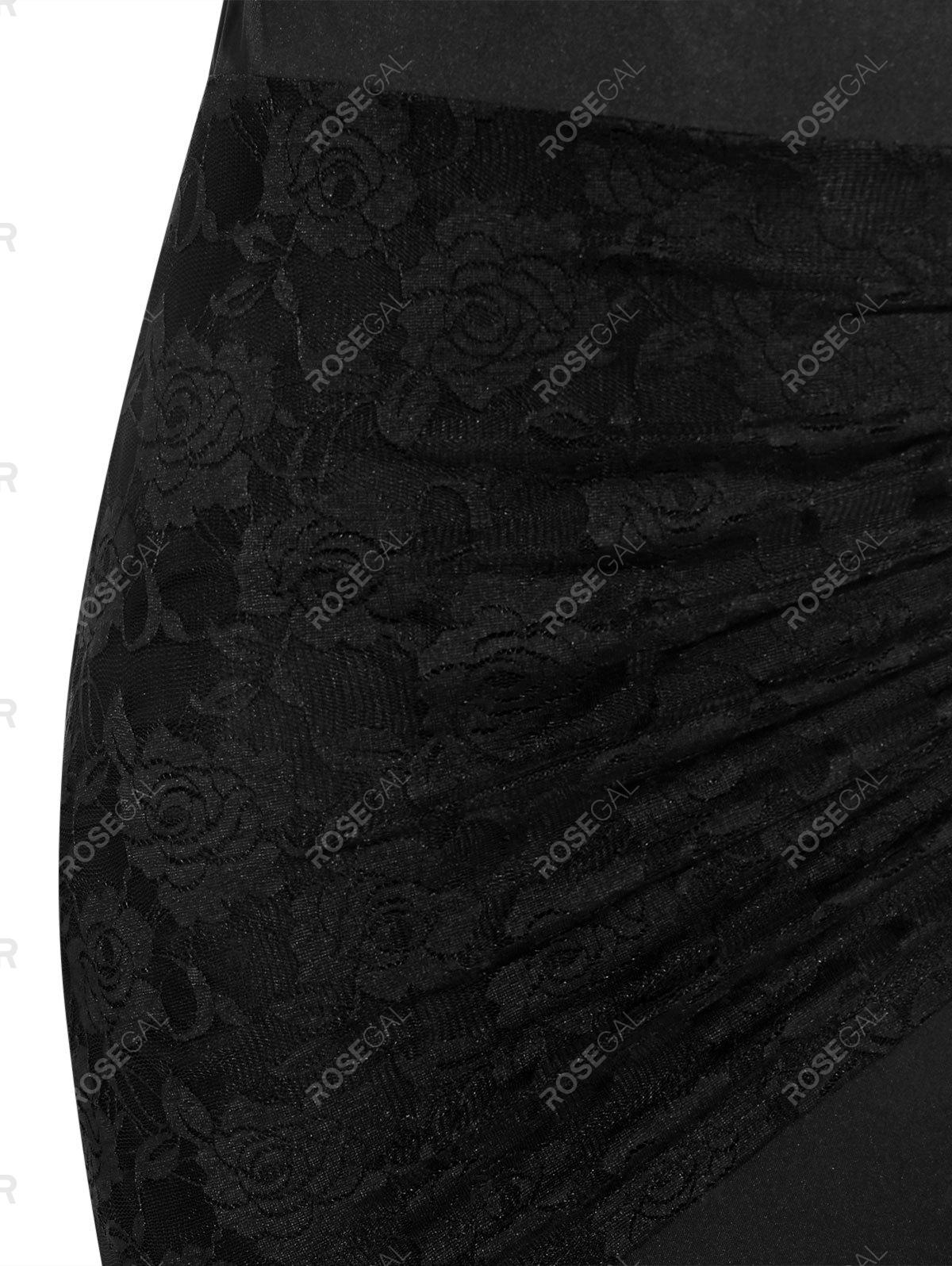 Ruched Lace Panel Plus Size & Curve Tulip Mini Skirt