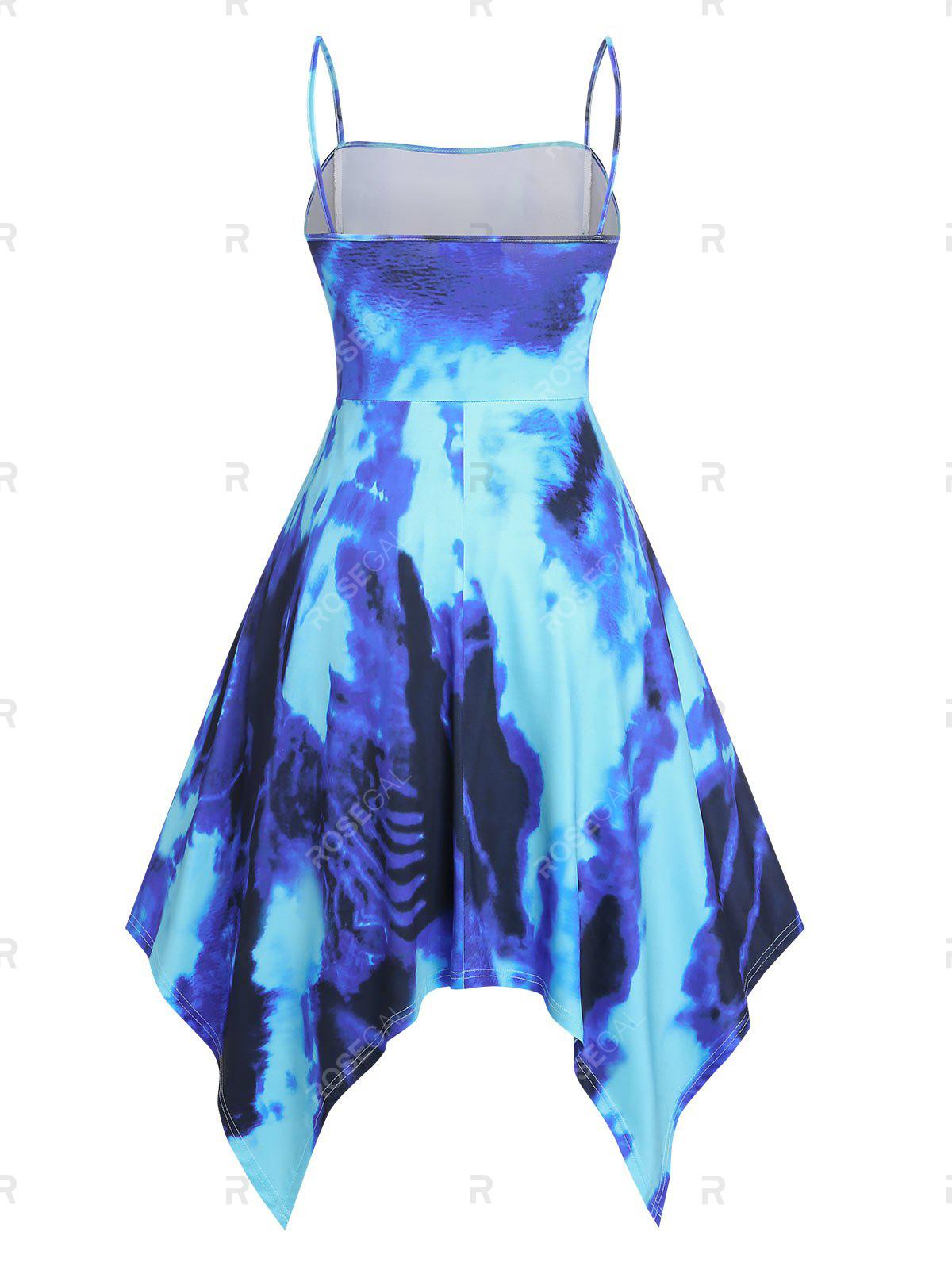 Plus Size&Curve Lace Up Tie Dye Handkerchief Dress