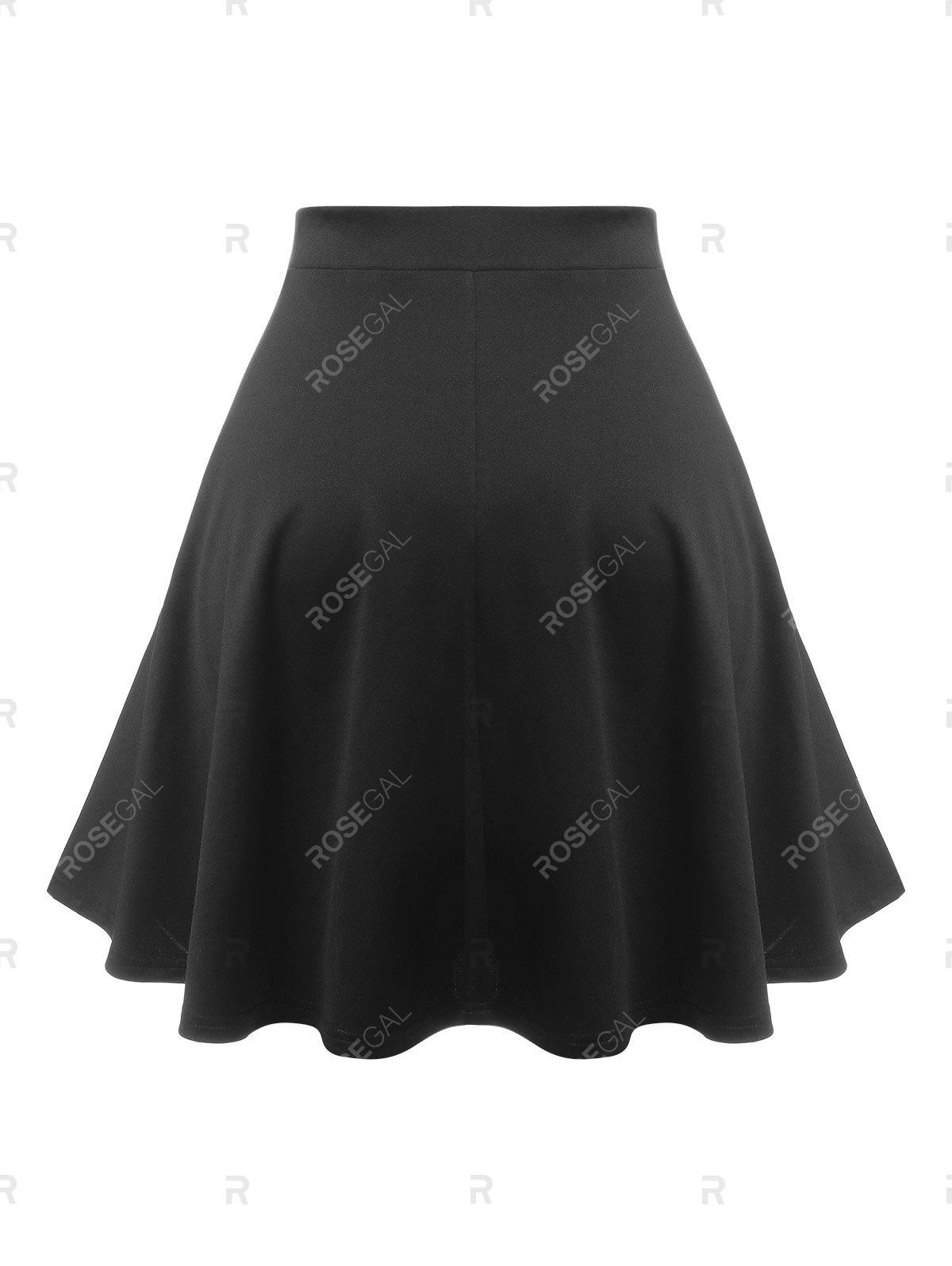 Plus Size&Curve Punk Lace Up Mini A Line Skirt