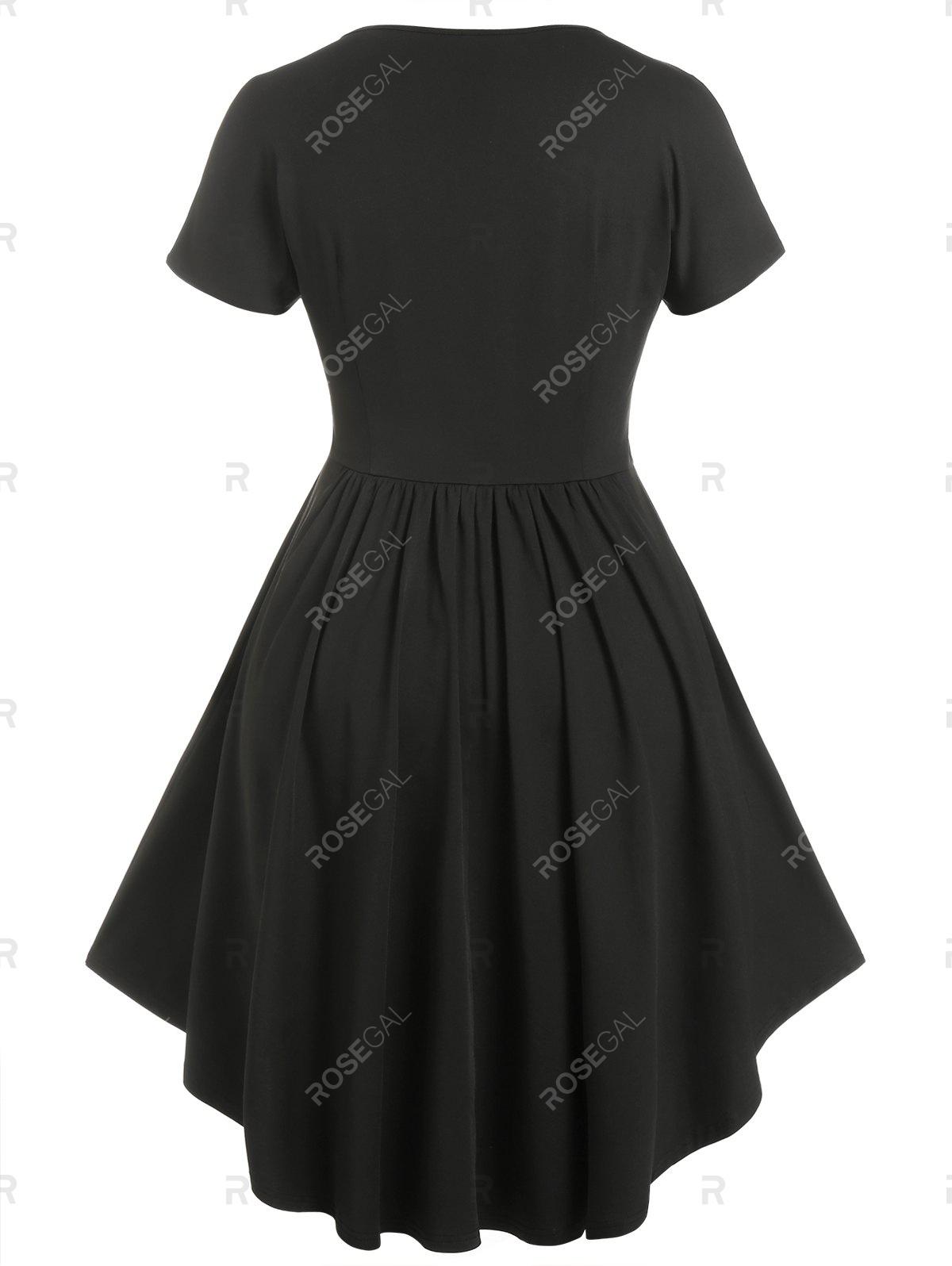 Plus Size & Curve Contrast Piping Knee Length Dress