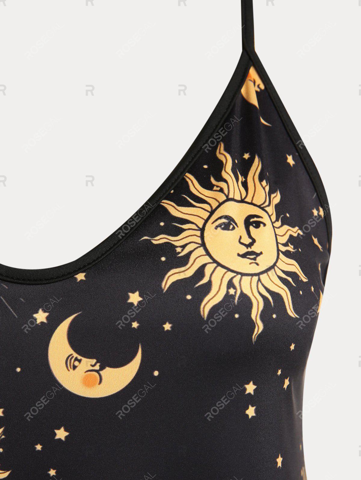 Plus Size & Curve Sun Moon Print Flowy Tank Top