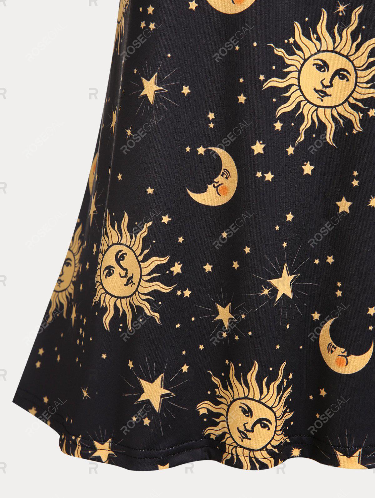 Plus Size & Curve Sun Moon Print Flowy Tank Top