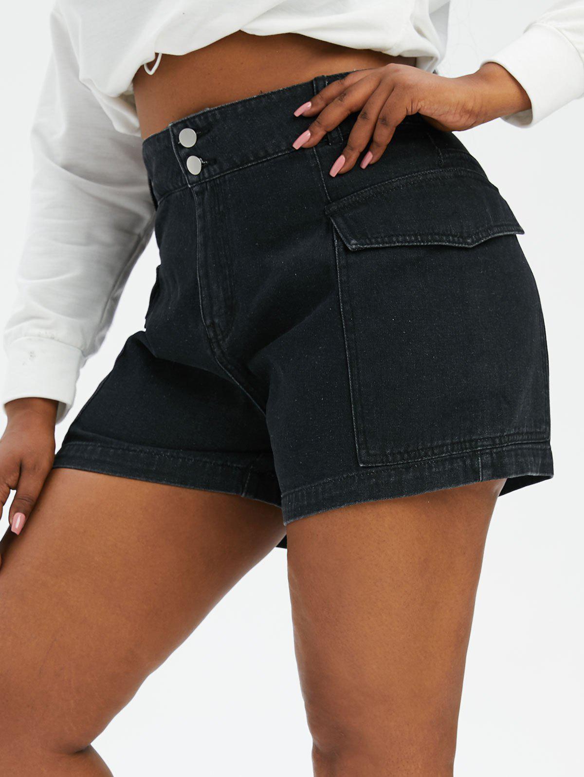 Plus Size & Curve Flap Pockets Denim Cargo Shorts