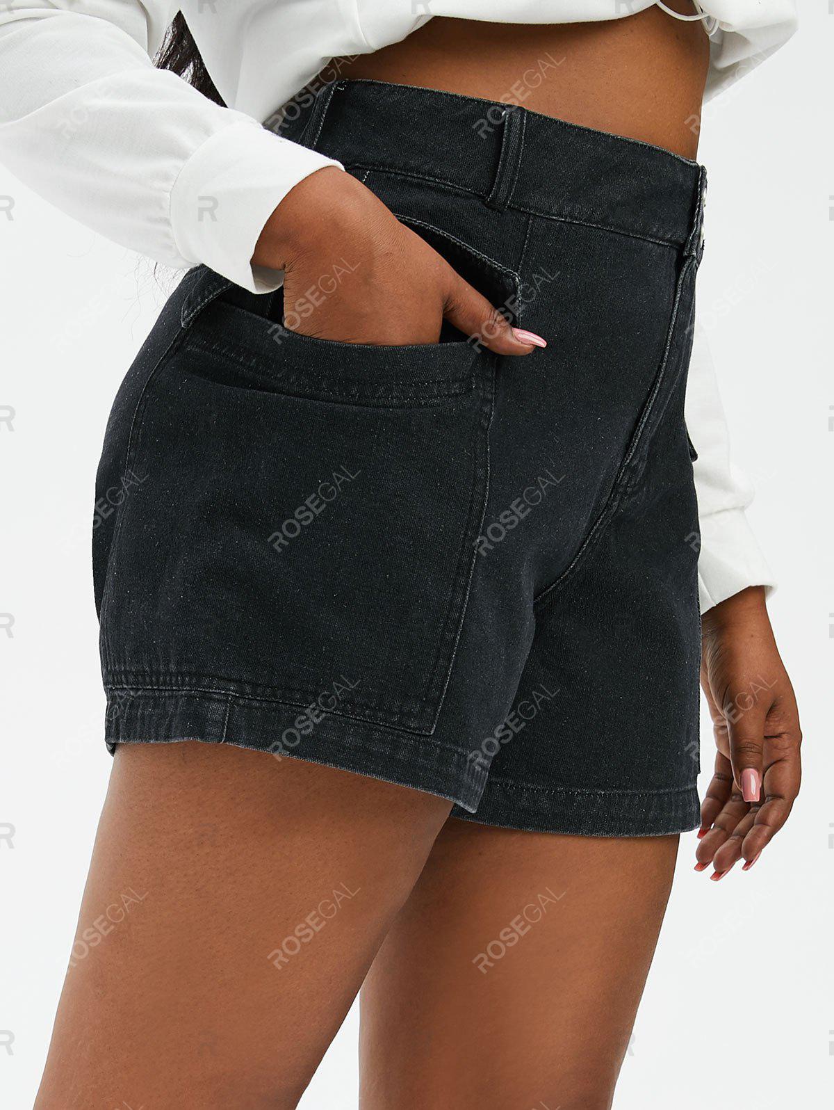 Plus Size & Curve Flap Pockets Denim Cargo Shorts