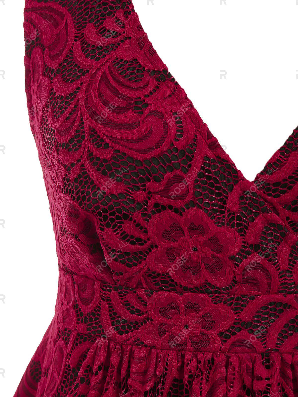 Plus Size Plunge Lace Peplum Tank Top