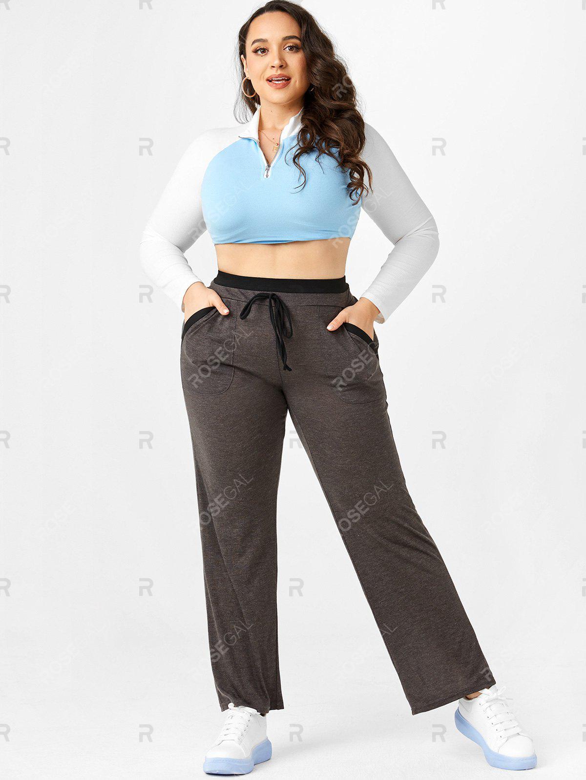 Plus Size & Curve High Double Waist Pull On Pants