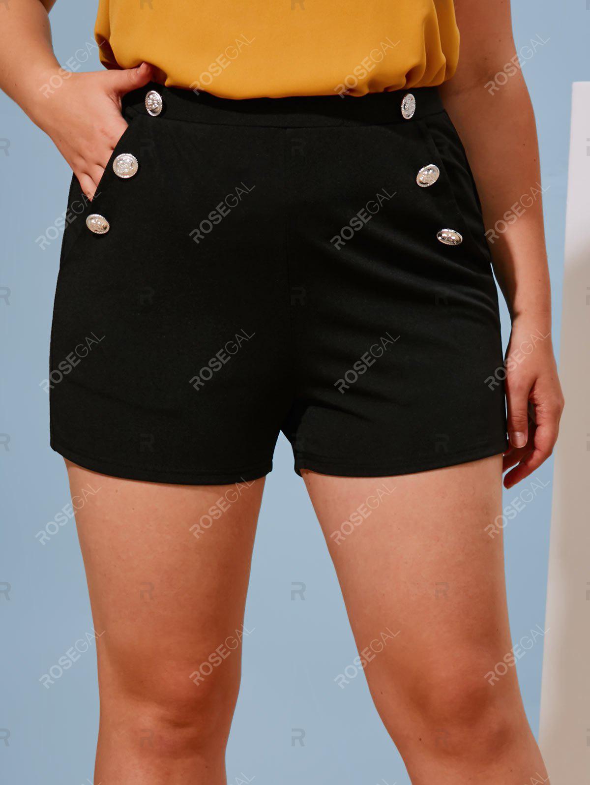 Plus Size & Curve Mock Button Pocket Shorts