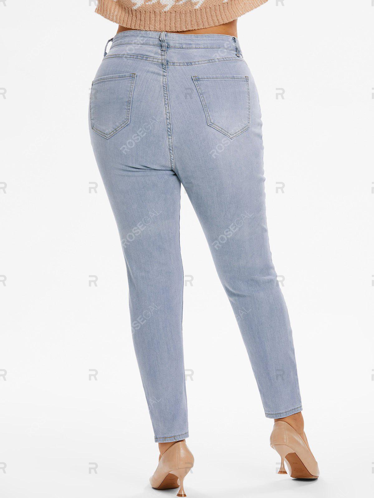 Plus Size & Curve Ripped Distressed Light Wash Jeans