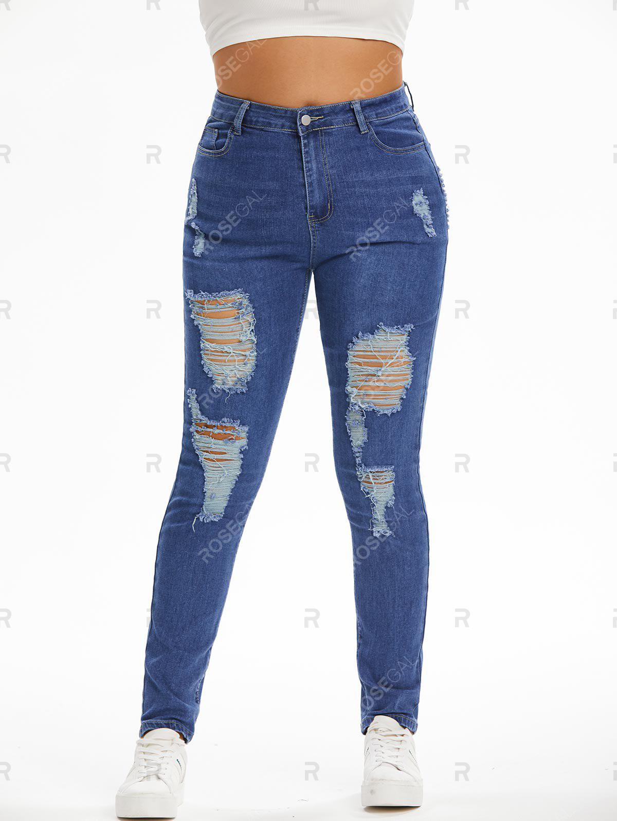 Plus Size&Curve Skinny Distressed Destroyed Jeans