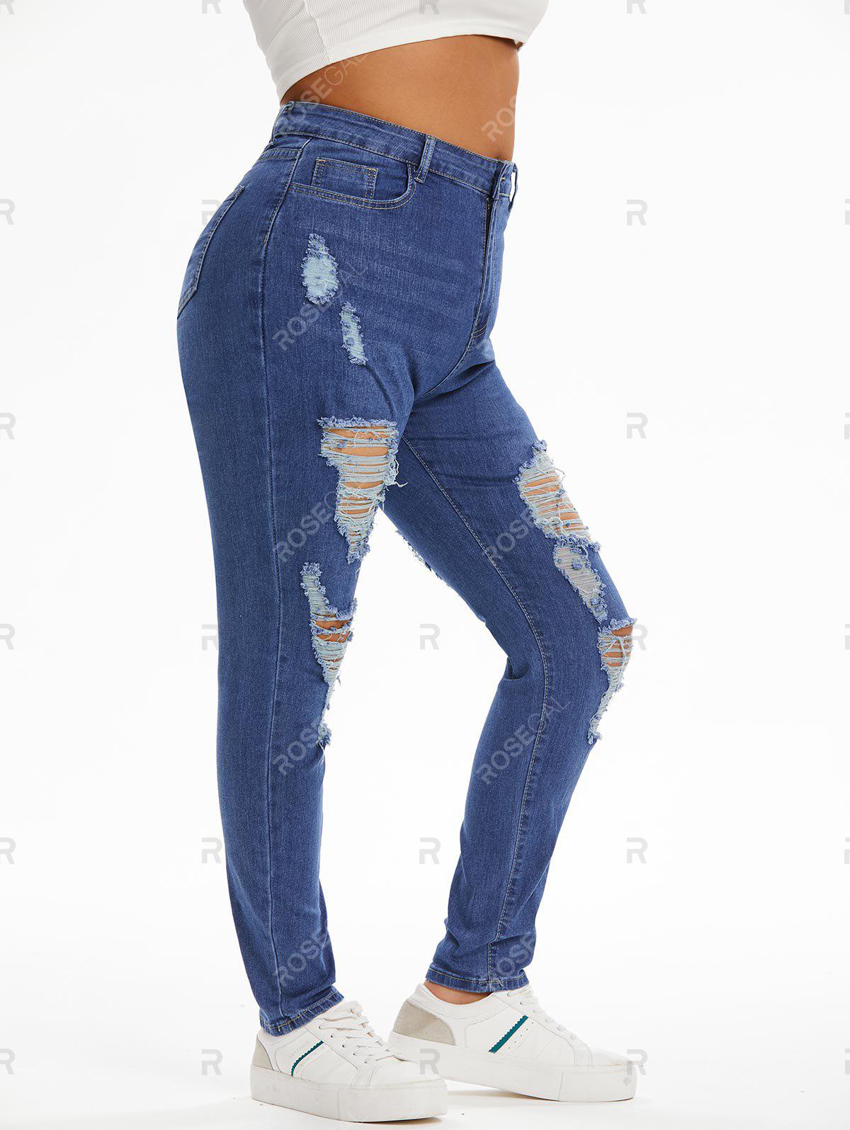 Plus Size&Curve Skinny Distressed Destroyed Jeans