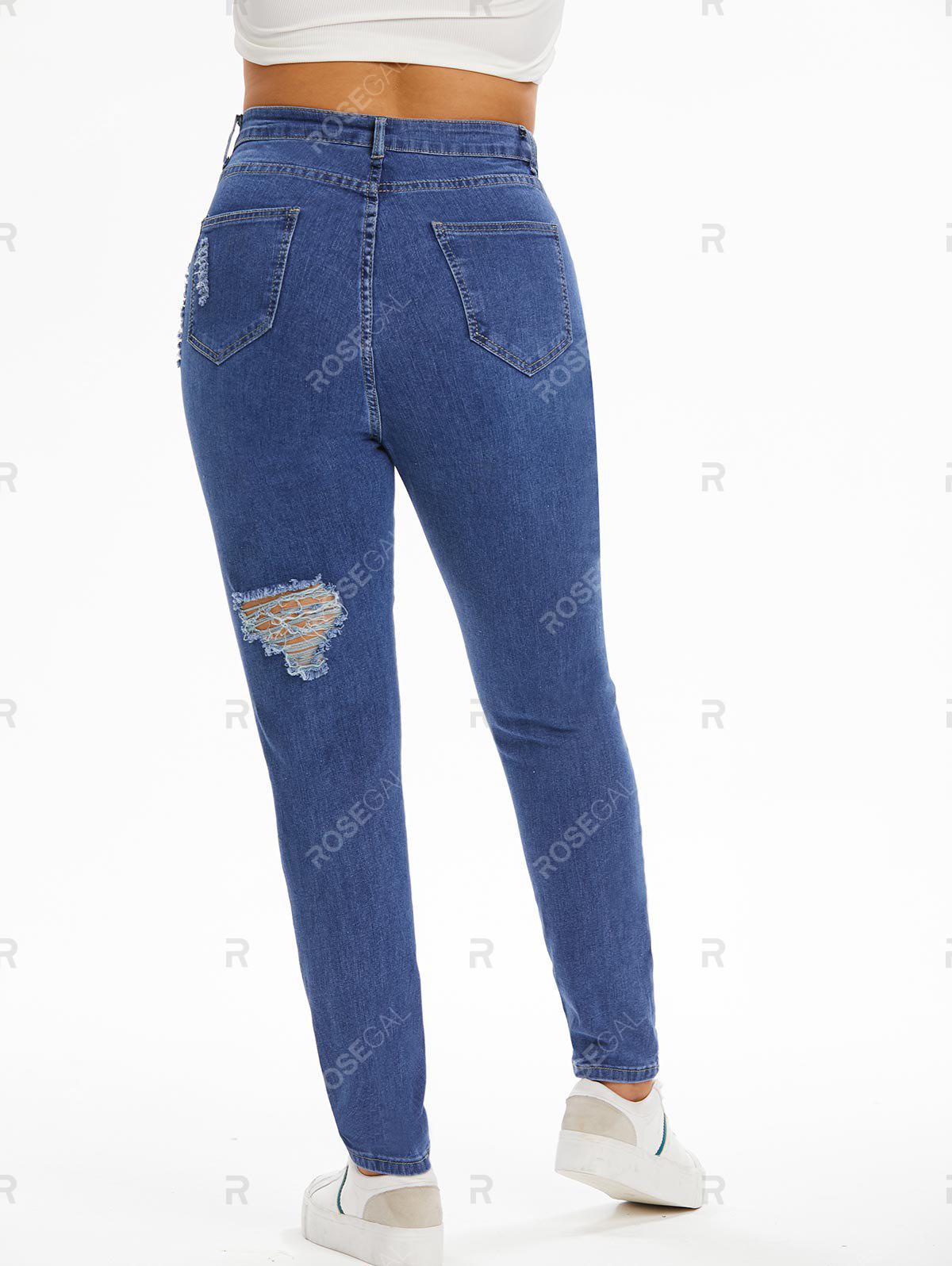 Plus Size&Curve Skinny Distressed Destroyed Jeans