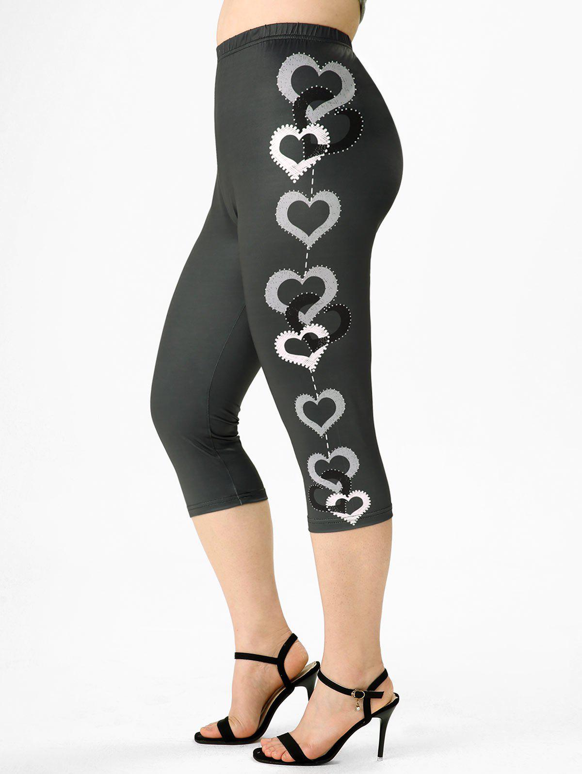 Heart Solid High Waisted Plus Size Leggings