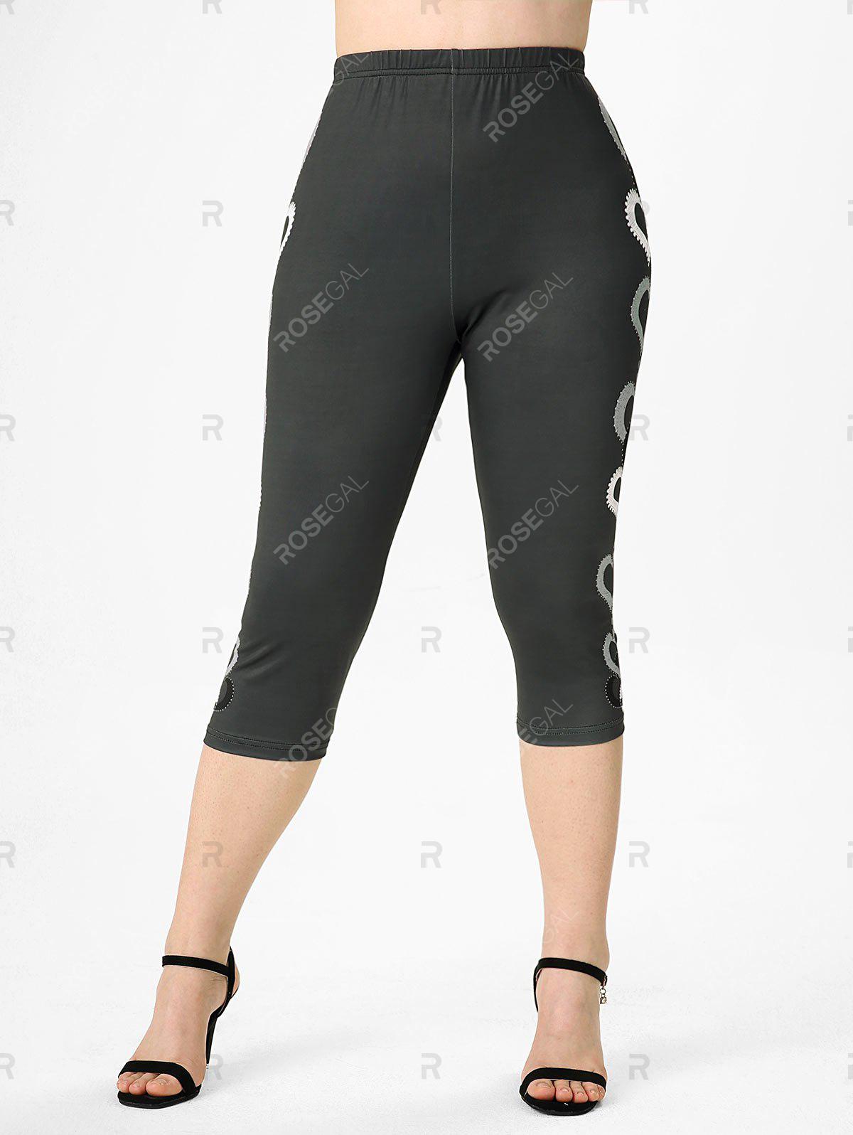 Heart Solid High Waisted Plus Size Leggings