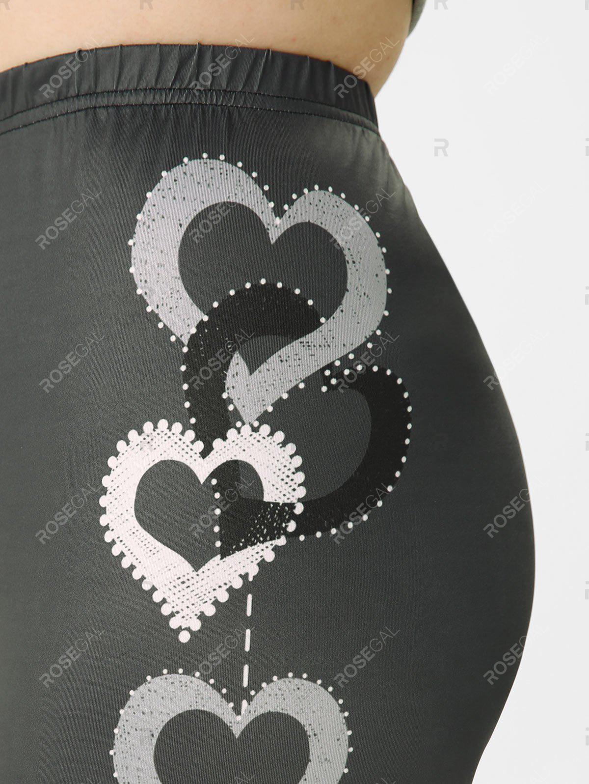 Heart Solid High Waisted Plus Size Leggings