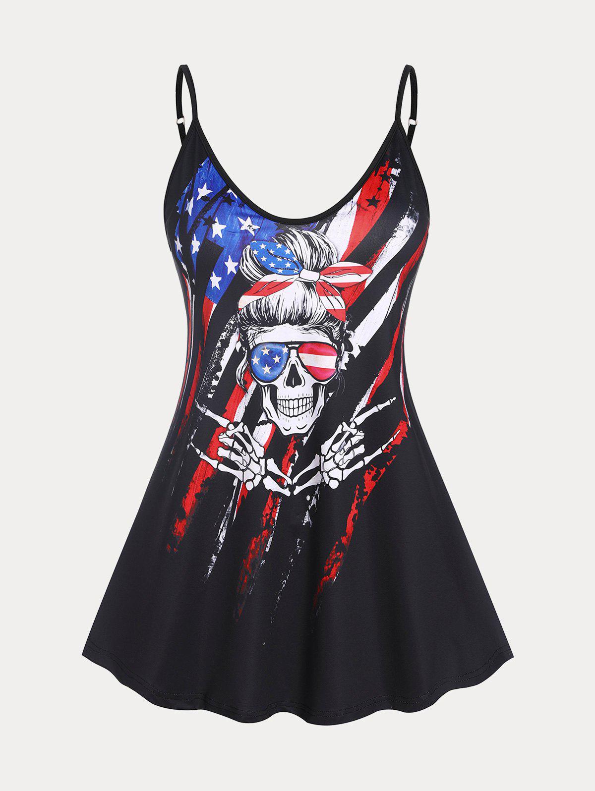 Plus Size & Curve American Flag Skull Patriotic Tank Top