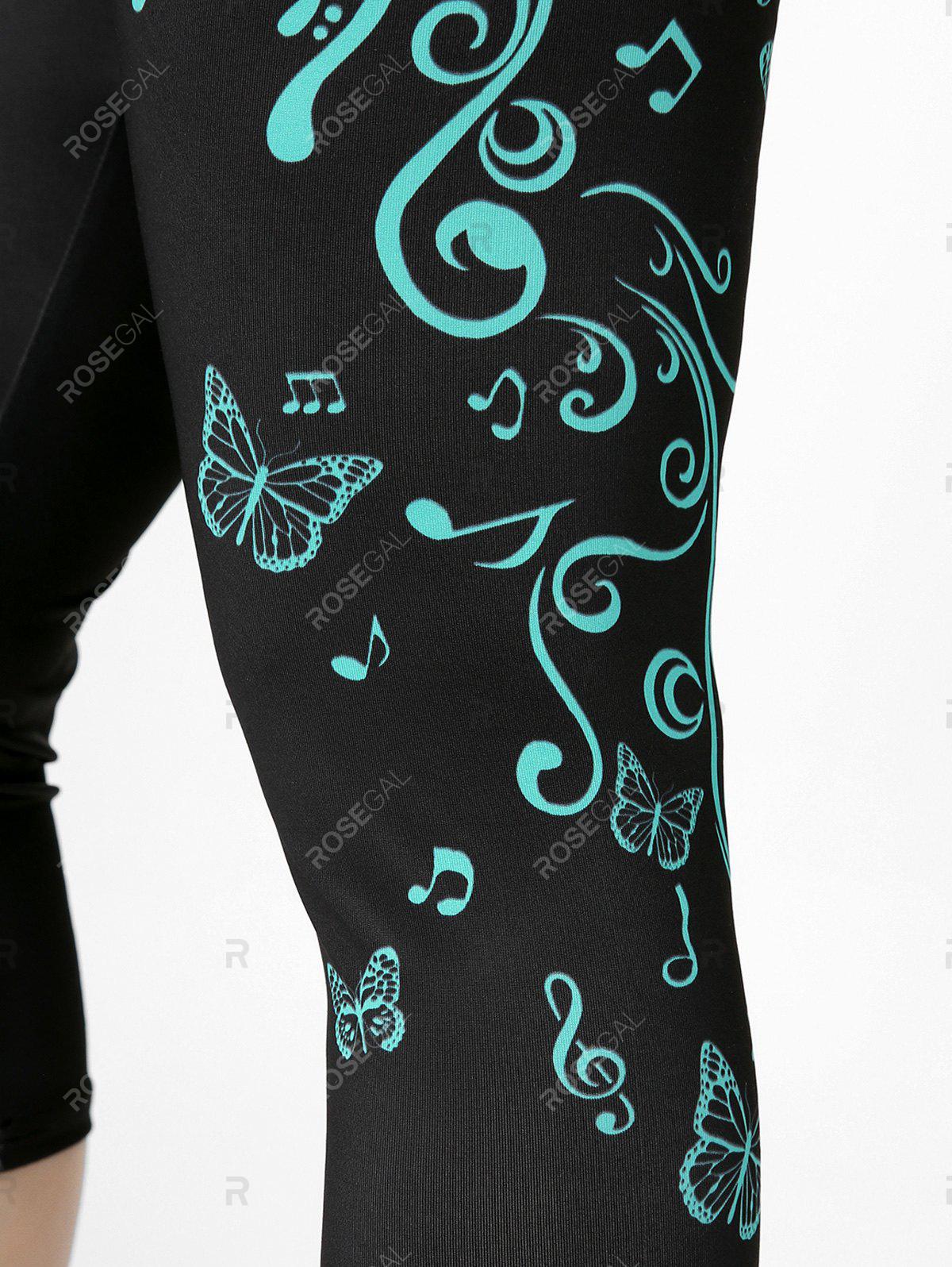 Plus Size & Curve High Waist Butterfly Print Gym Capri Leggings