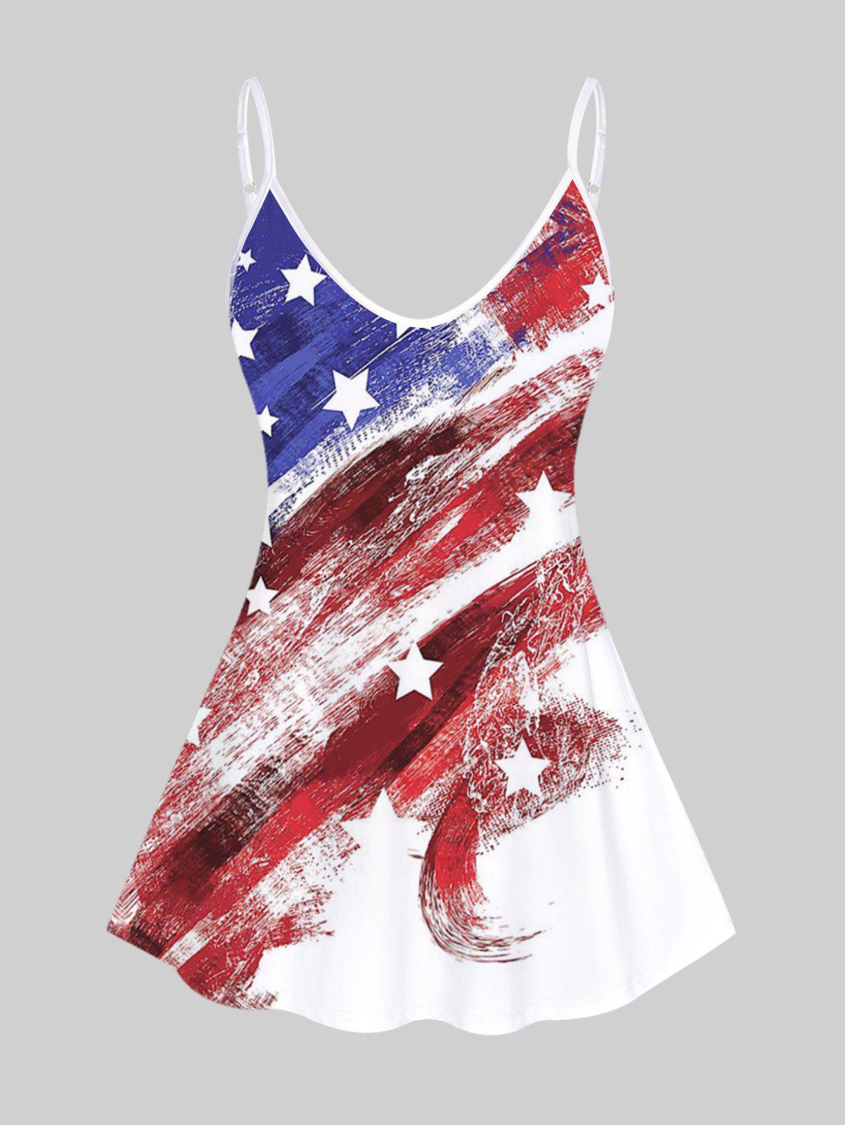 Plus Size & Curve American Flag Print Patriotic Tank Top