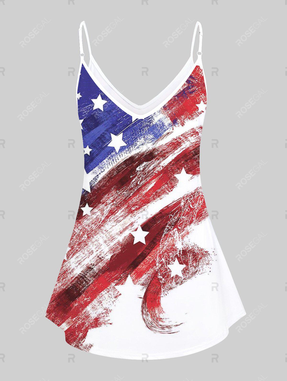 Plus Size & Curve American Flag Print Patriotic Tank Top