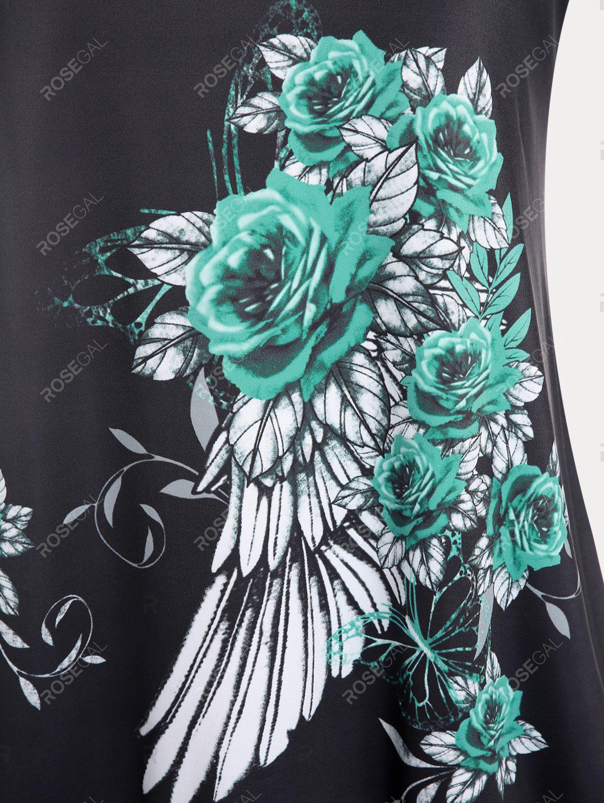 Plus Size & Curve Rose Wing Print Flowy Tank Top