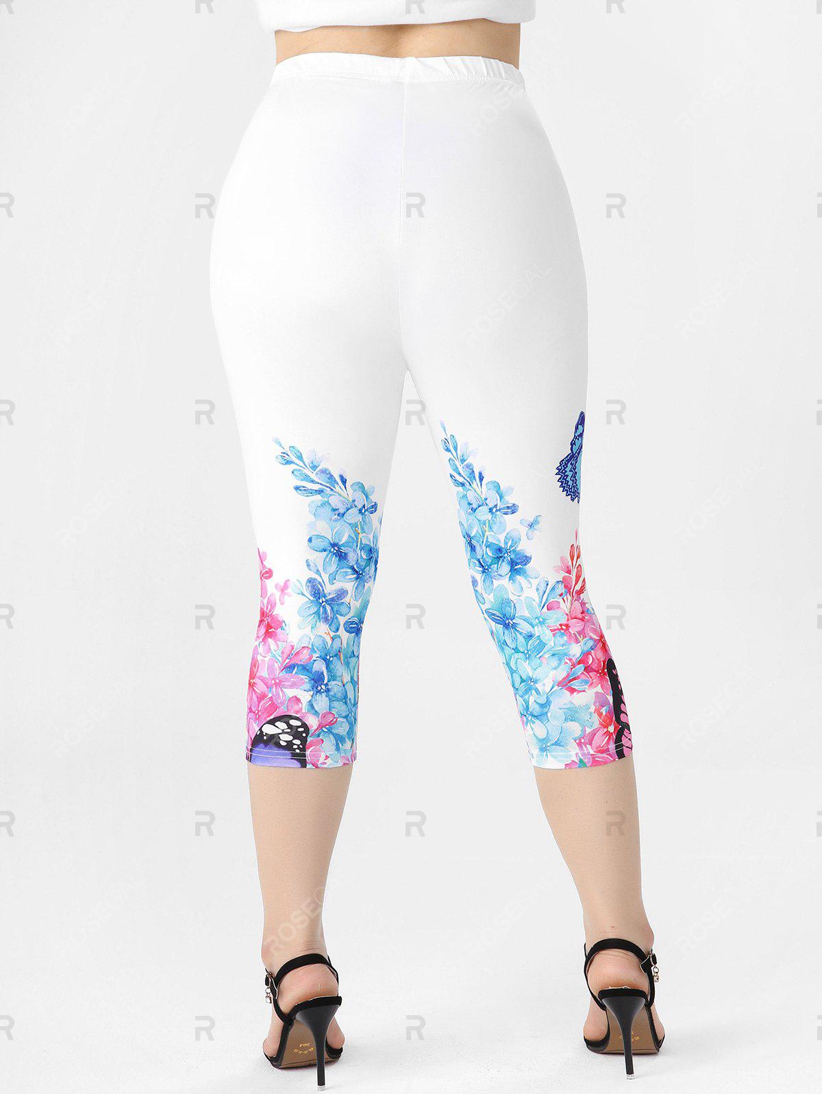 Plus Size & Curve Cottagecore Butterfly Print Capri Legging