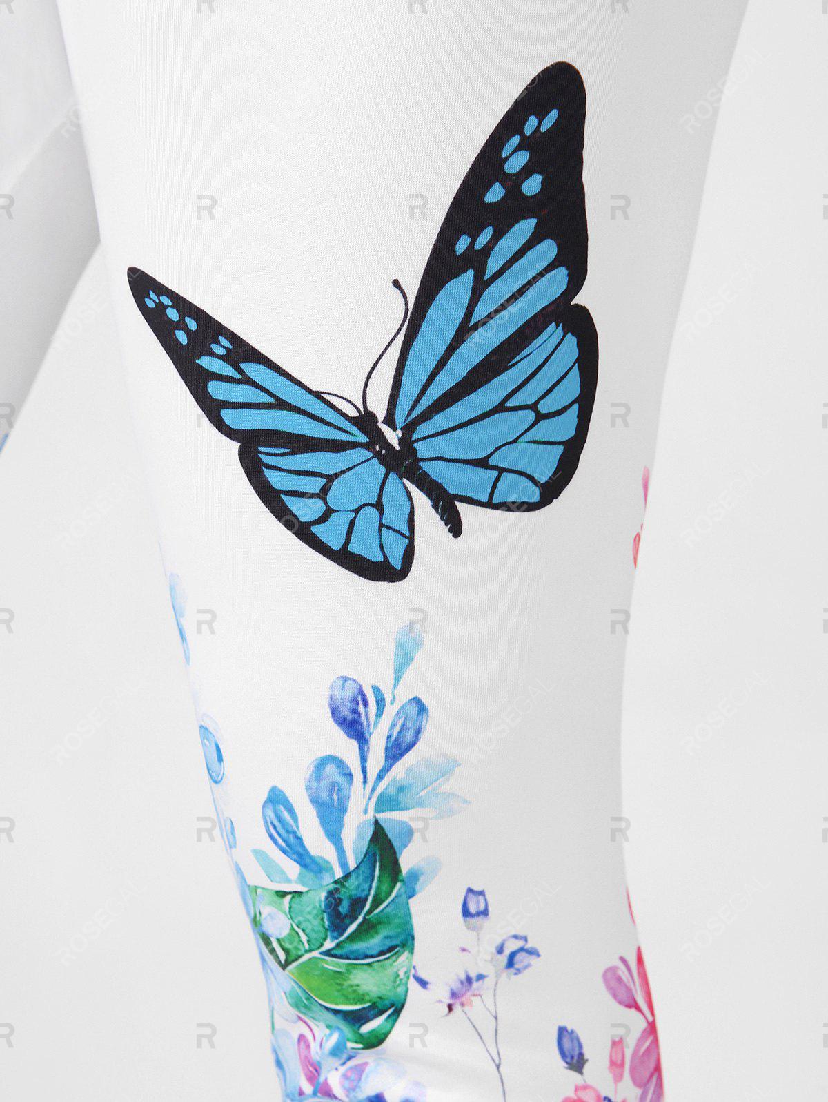 Plus Size & Curve Cottagecore Butterfly Print Capri Legging