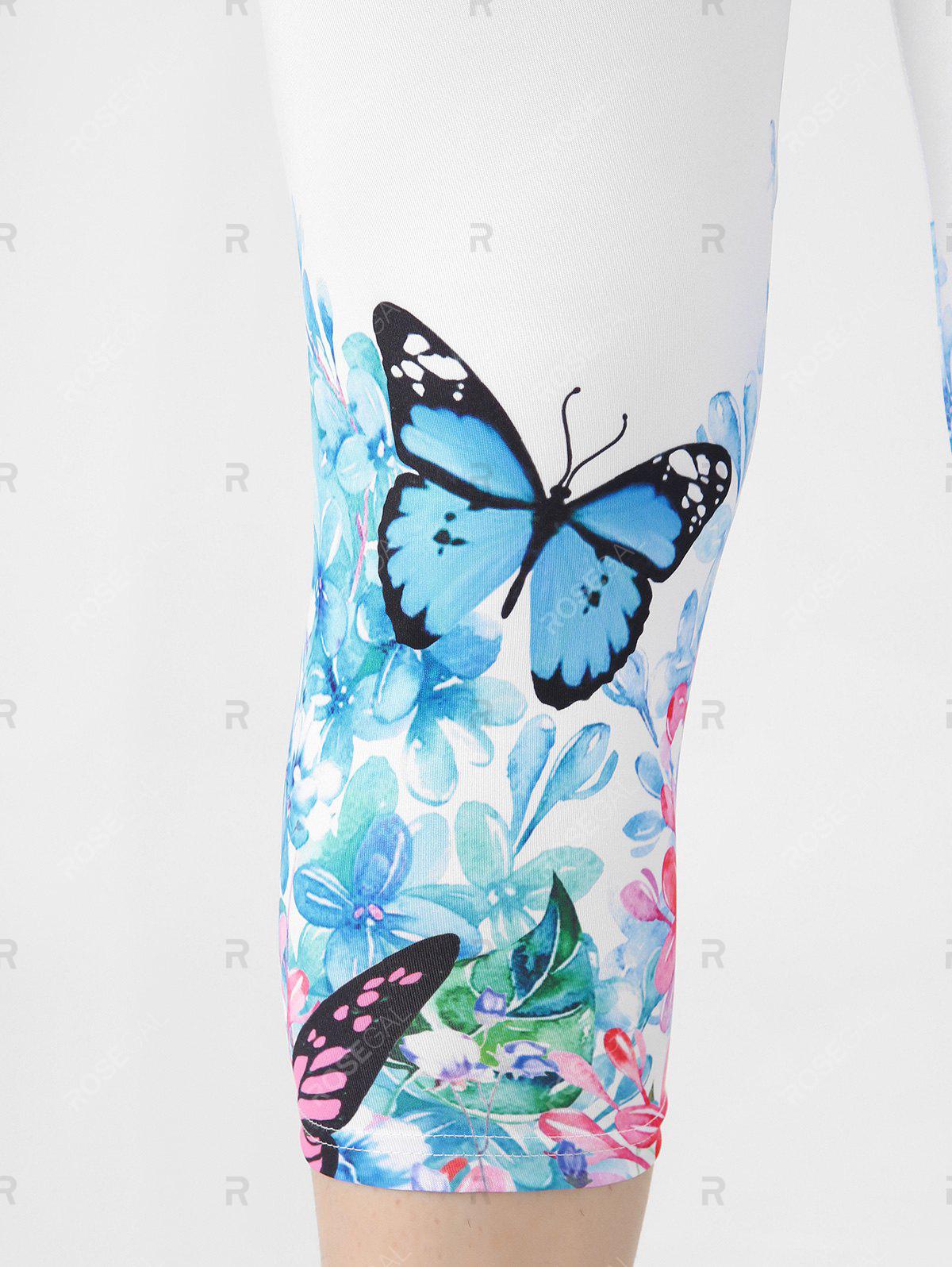 Plus Size & Curve Cottagecore Butterfly Print Capri Legging