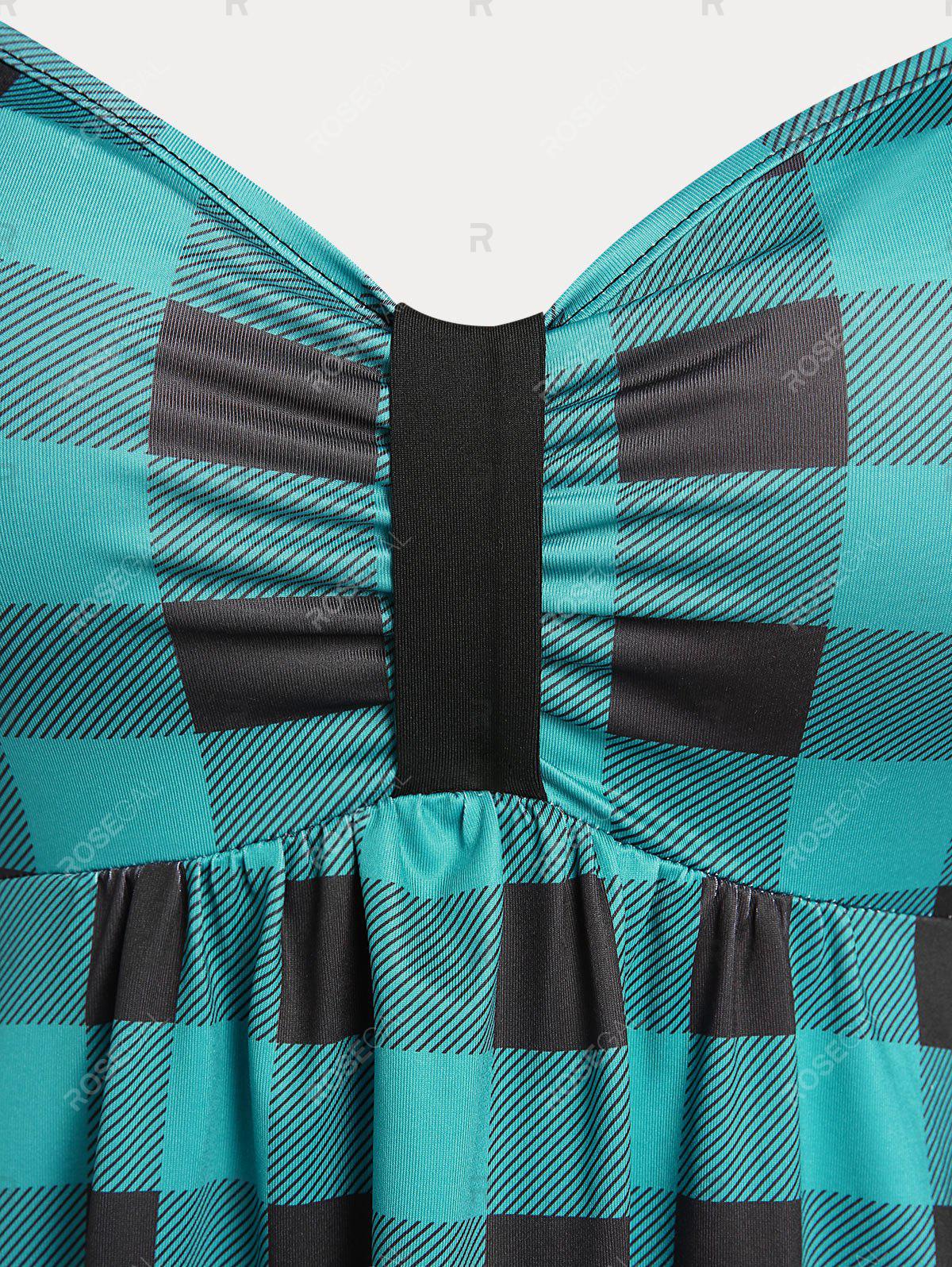 Plus Size & Curve Checkerboard Open Back Cami Tunic Top